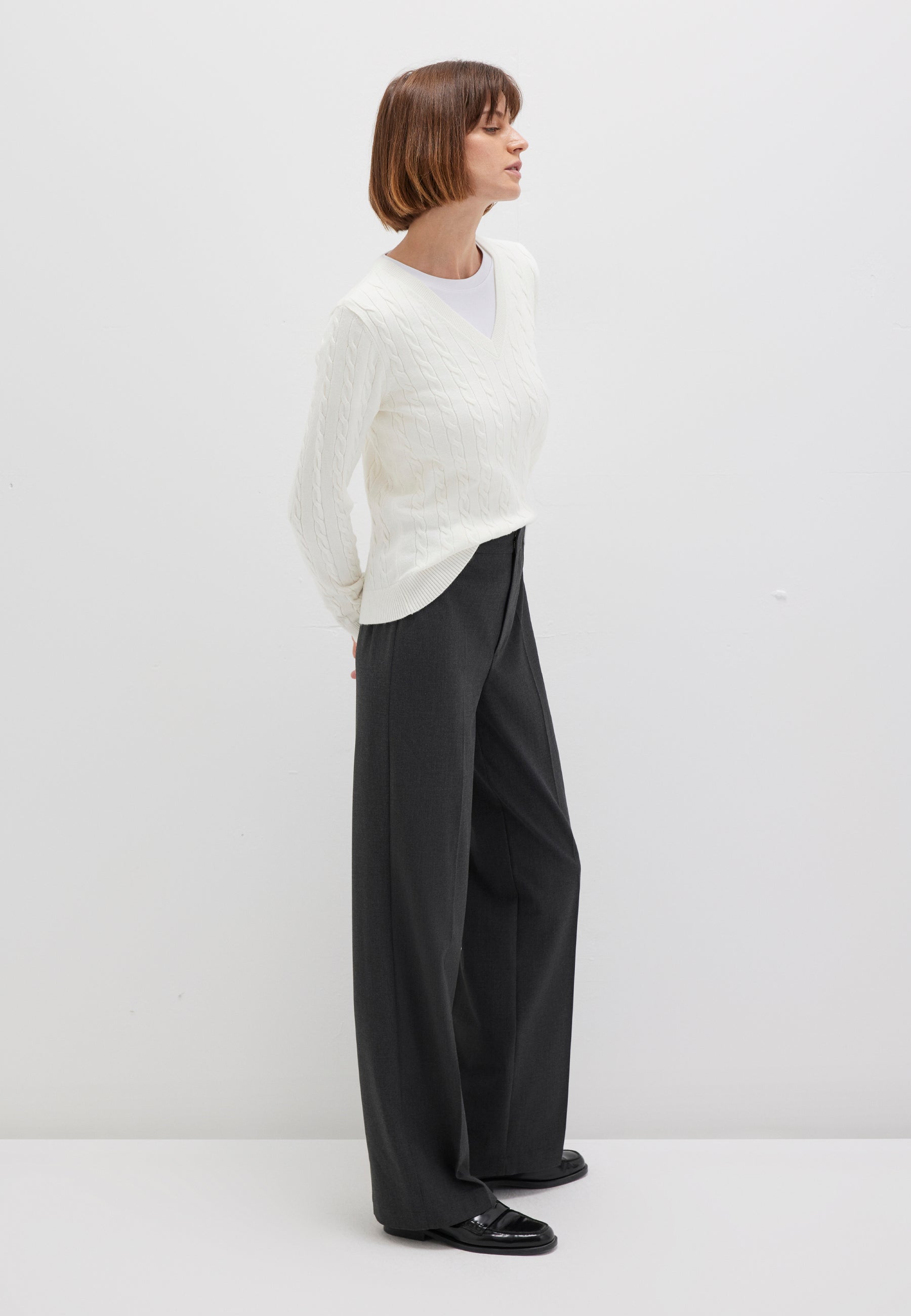 Woven Pant in Anthracite Melange Pantalon Mavi