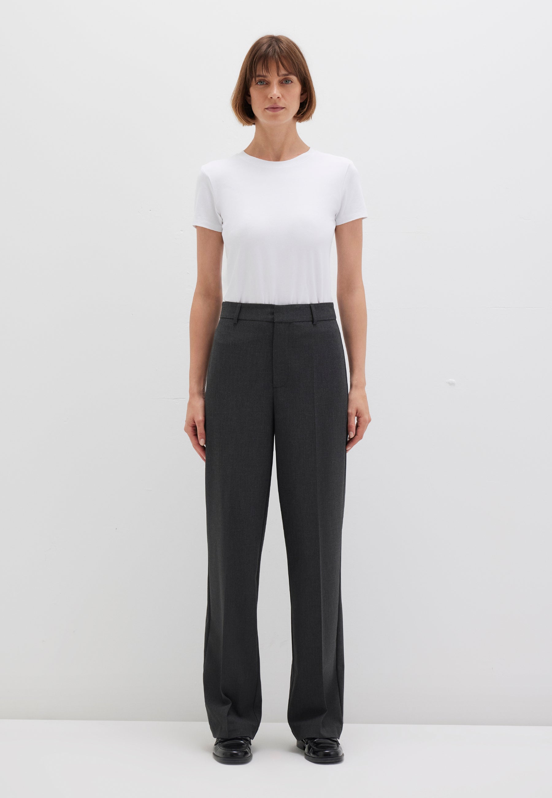 Woven Pant in Anthracite Melange Pantalon Mavi