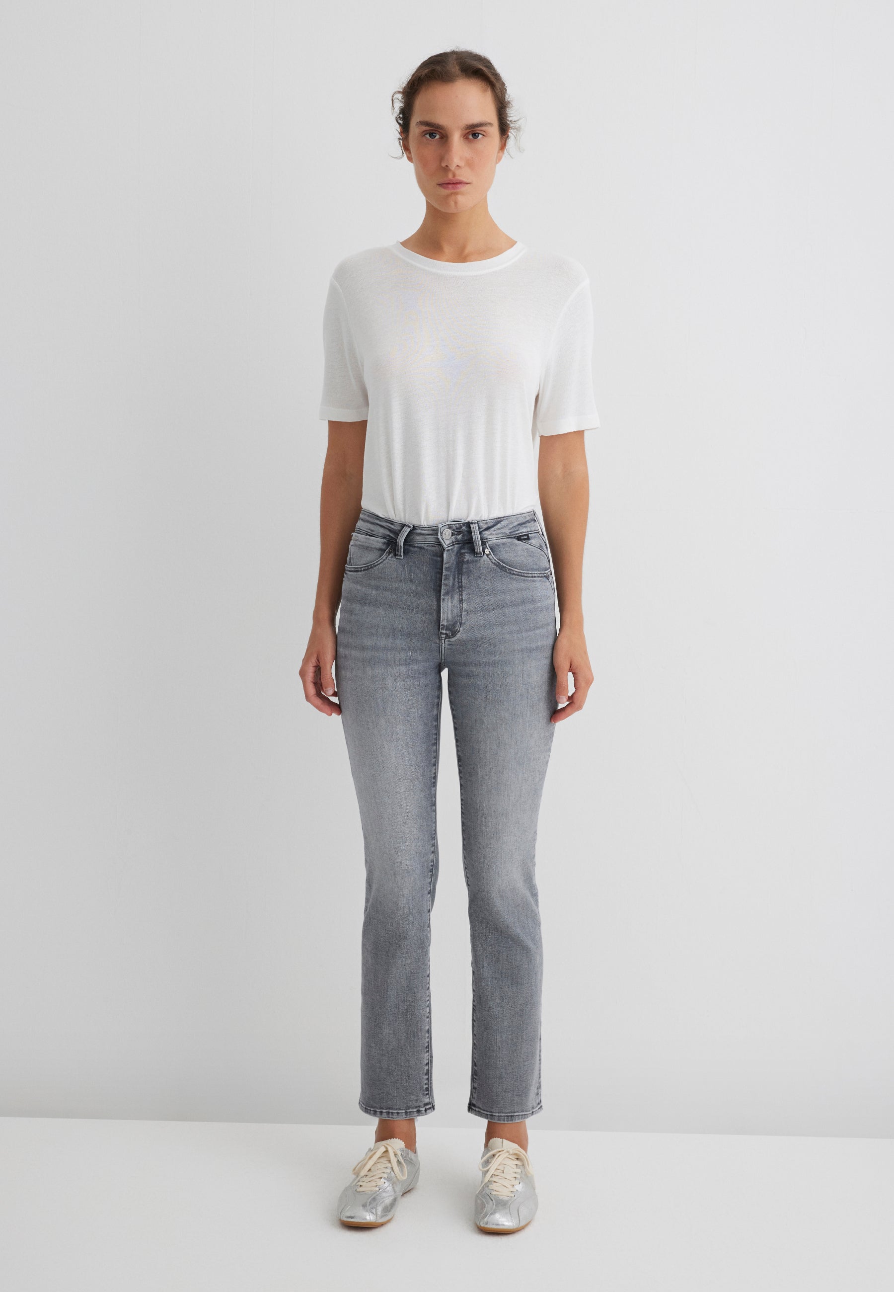 Kendra in Grey Brushed Glam Jeans Mavi