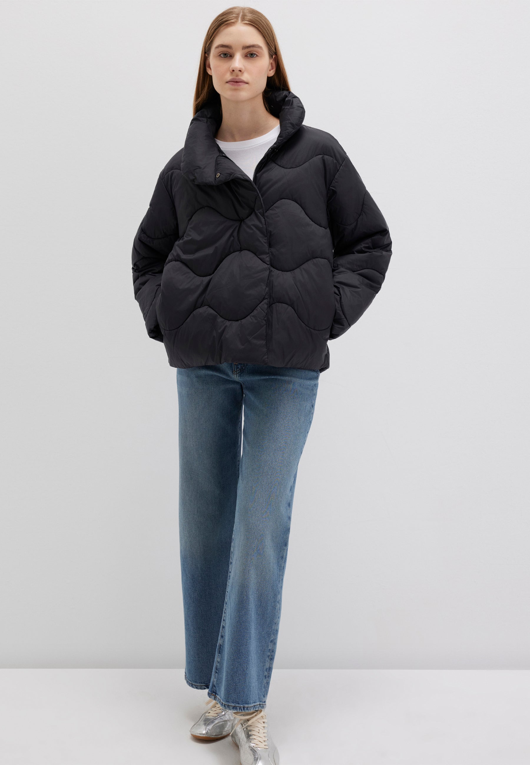 High Collar Jacket in Black Vestes Mavi