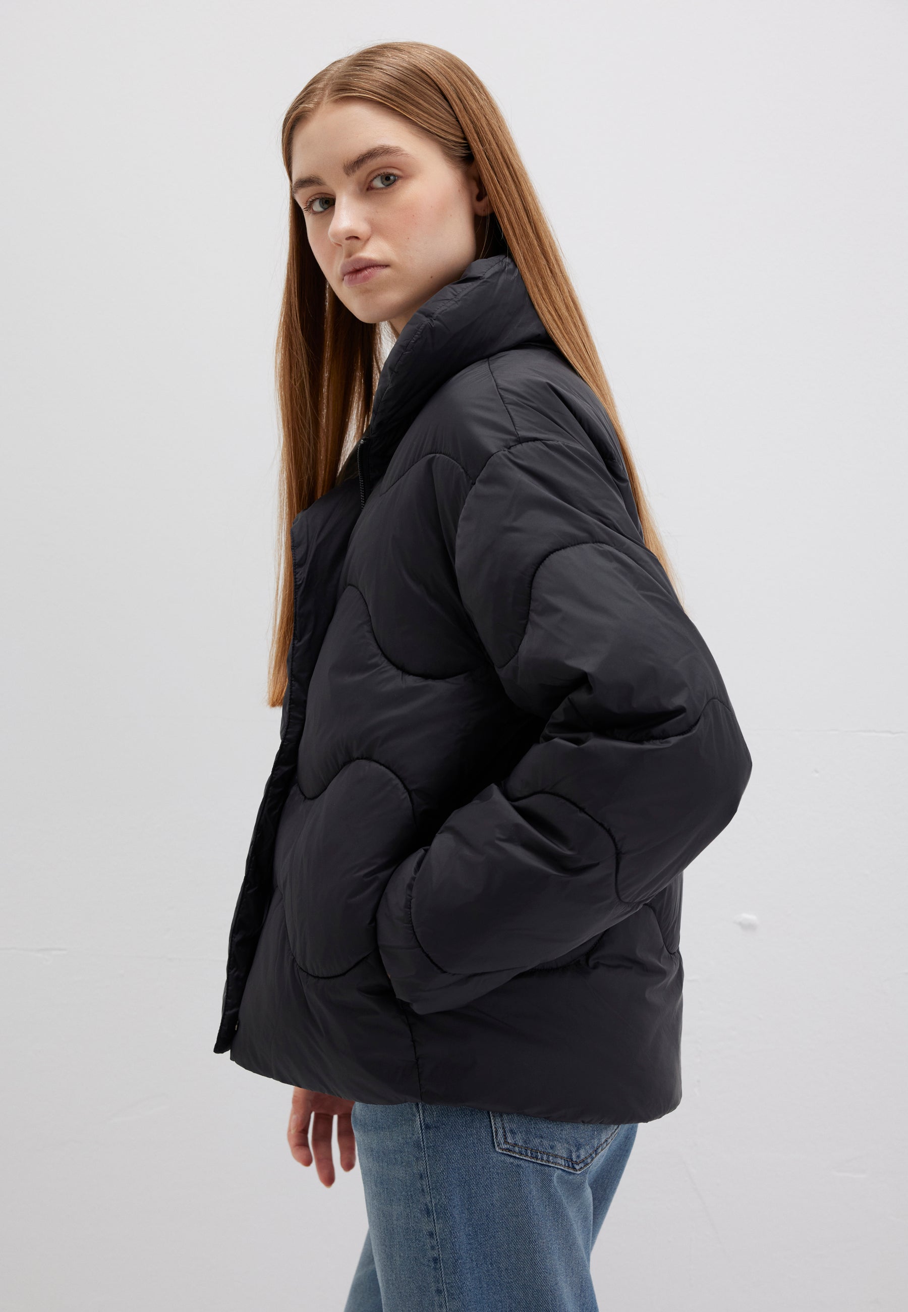 High Collar Jacket in Black Vestes Mavi