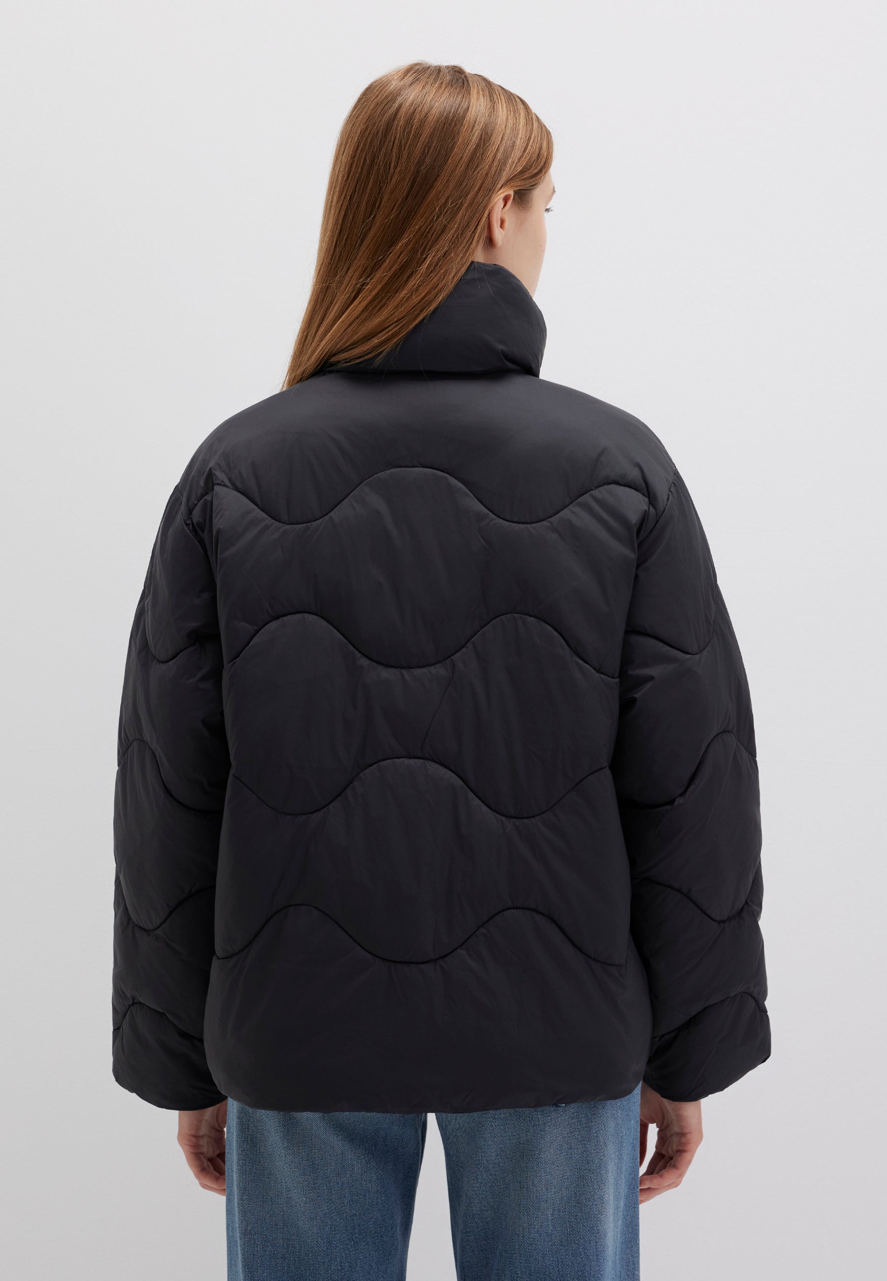 High Collar Jacket in Black Vestes Mavi