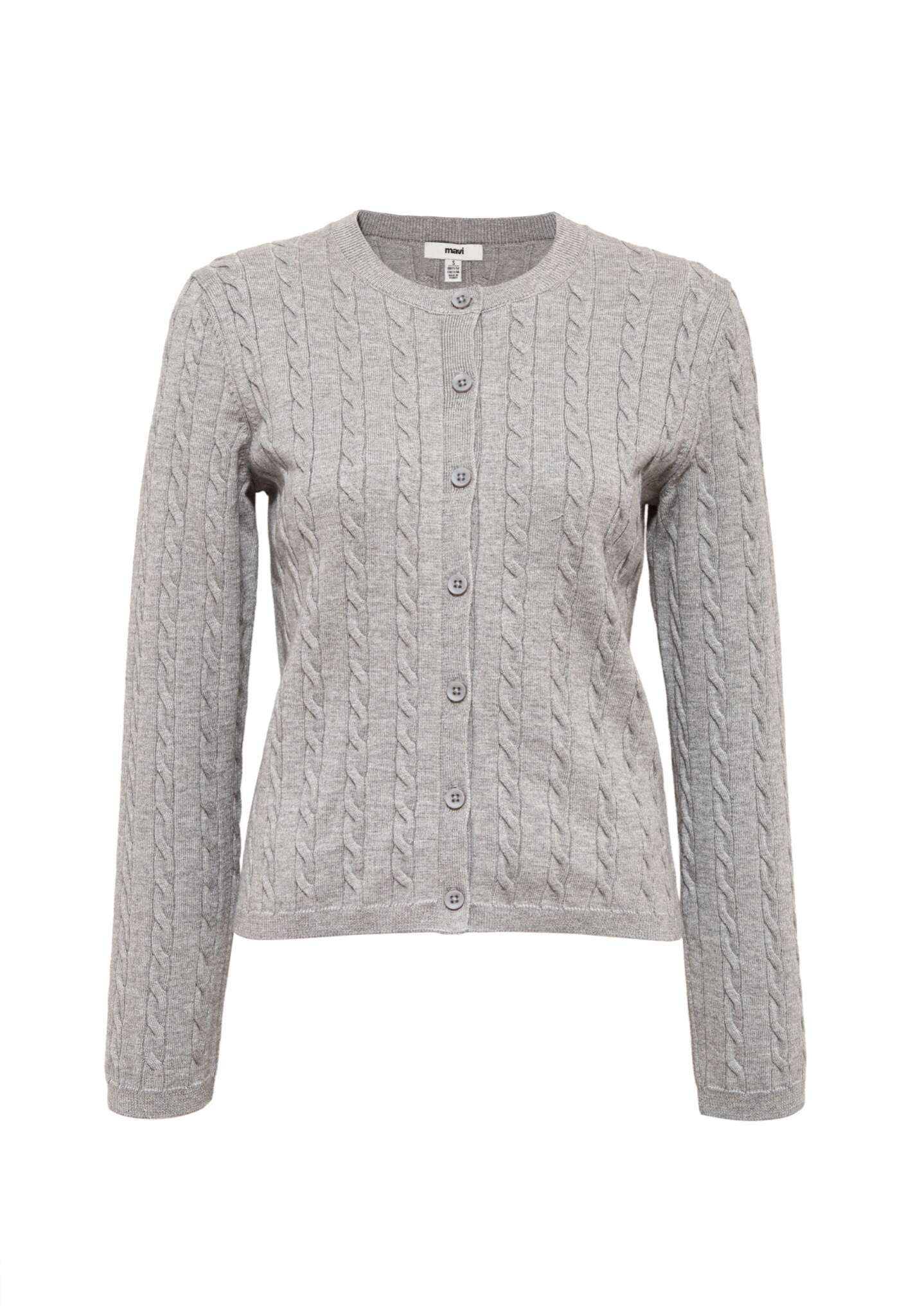 Button Short Cardigan in Mid Grey Melange Cardigans Mavi