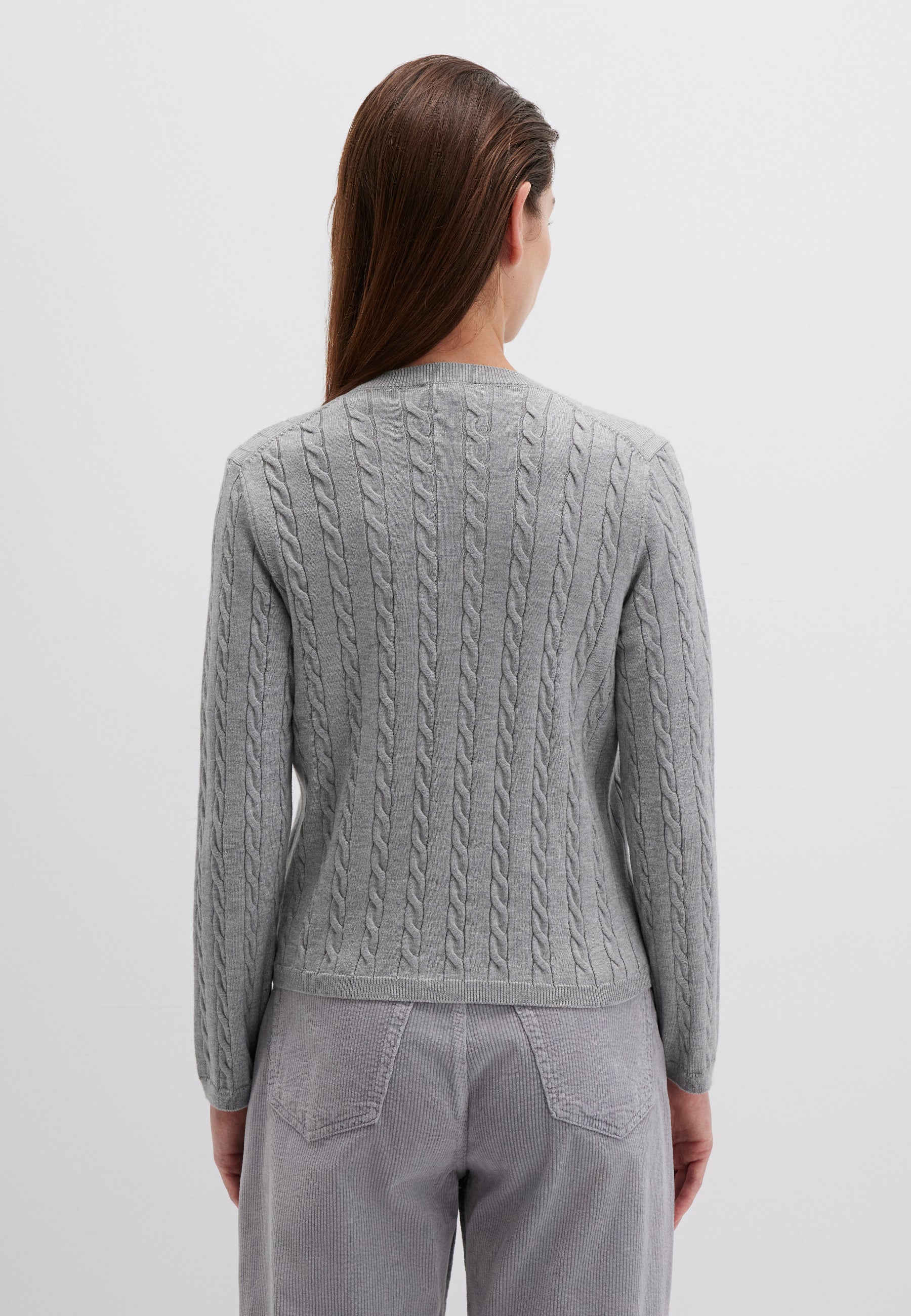 Button Short Cardigan in Mid Grey Melange Cardigans Mavi