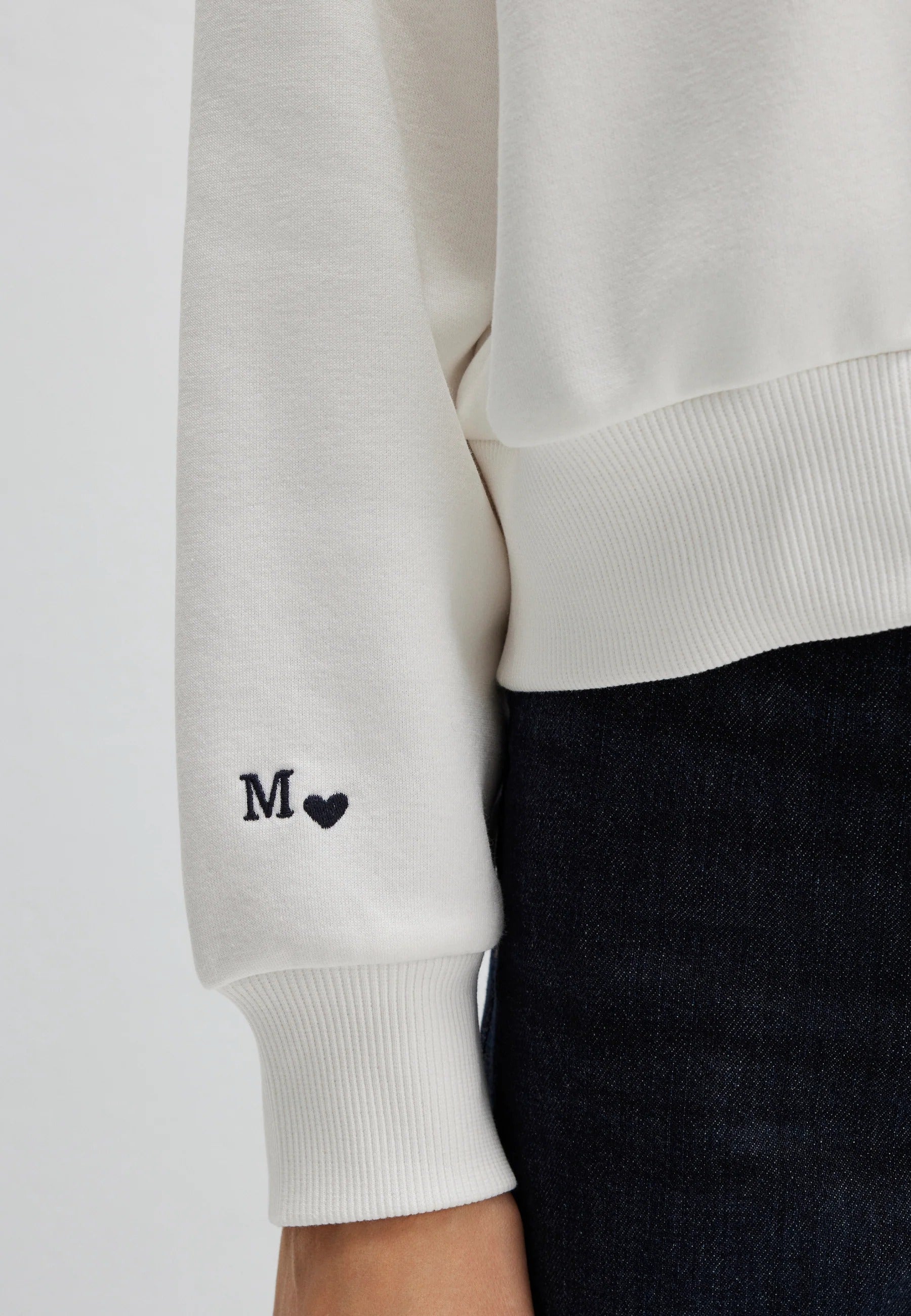 Sweat-shirt à col rond blanc antique