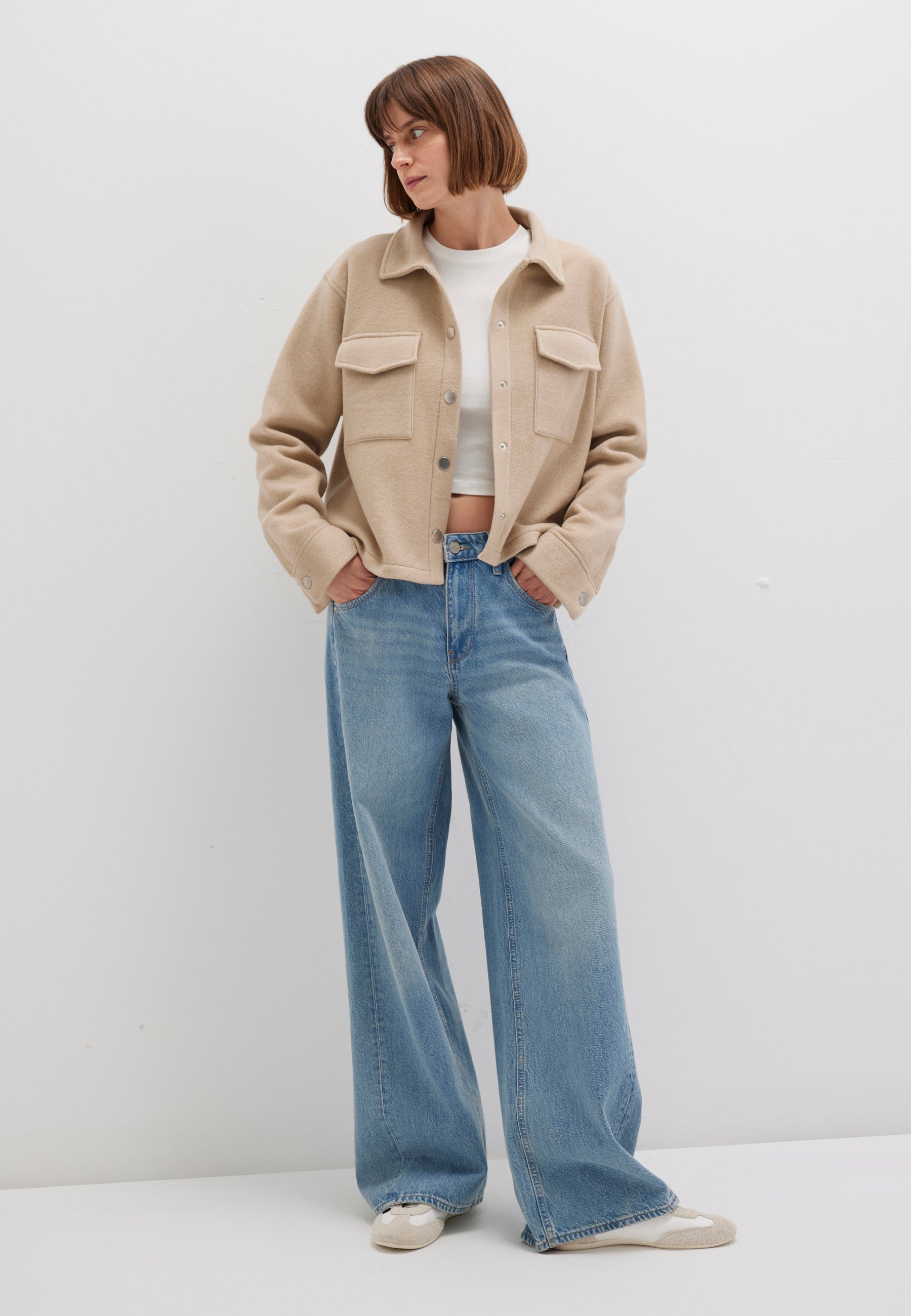 Sweatshirt Button in Cobblestone Melange Vestes Mavi