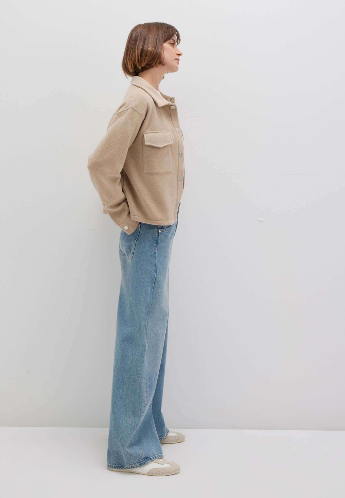 Sweatshirt Button in Cobblestone Melange Vestes Mavi