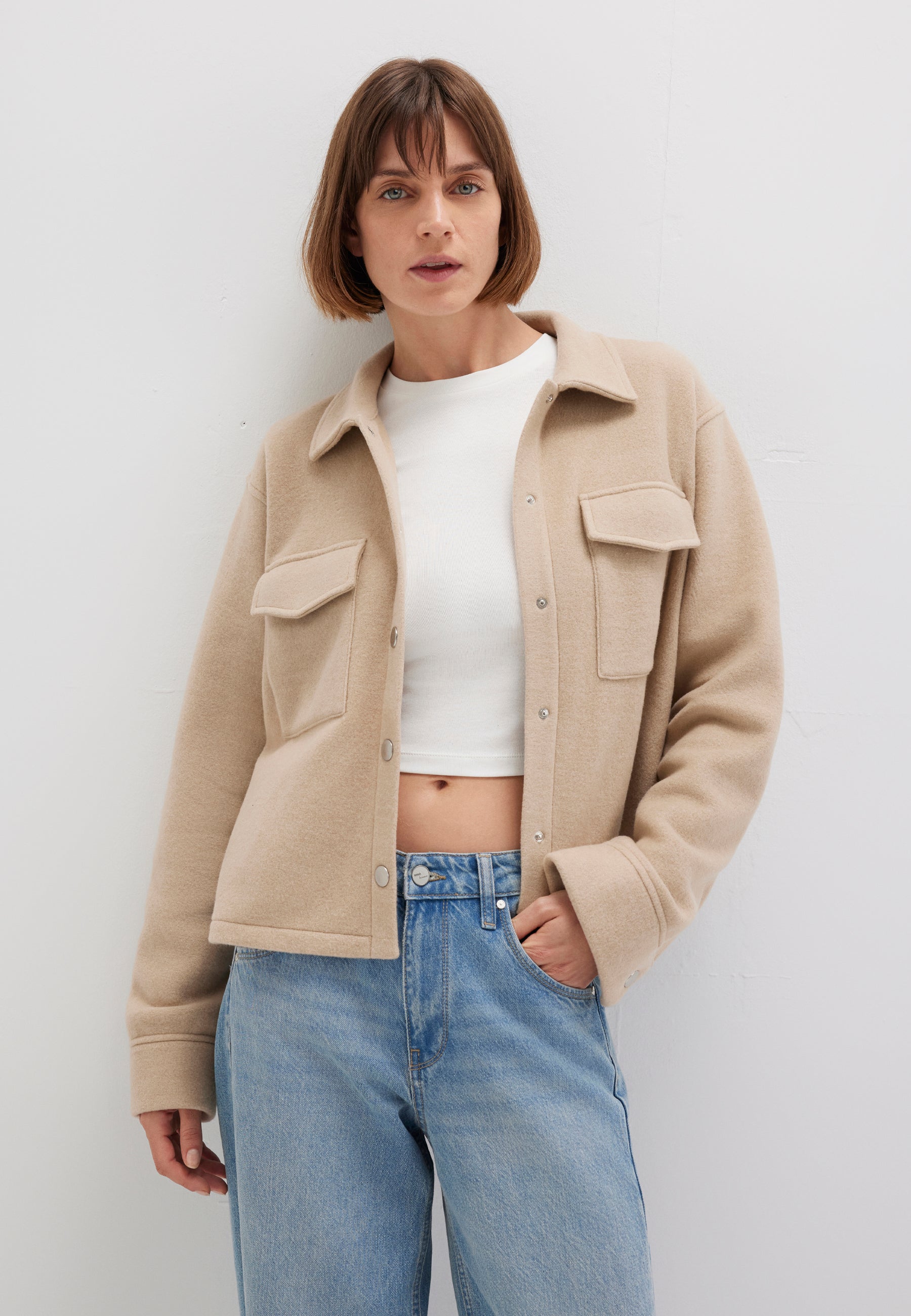 Sweatshirt Button in Cobblestone Melange Vestes Mavi