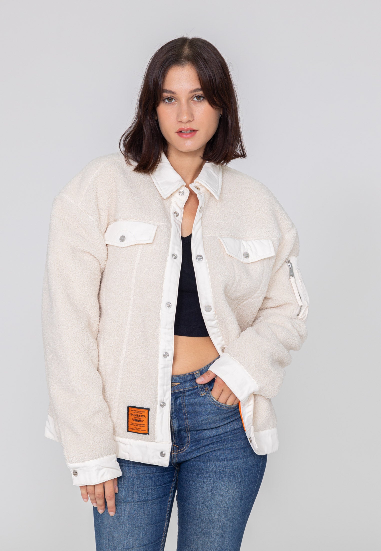 Veste de sherpa Saratoga U dans Cream Vestes Bombers Original
