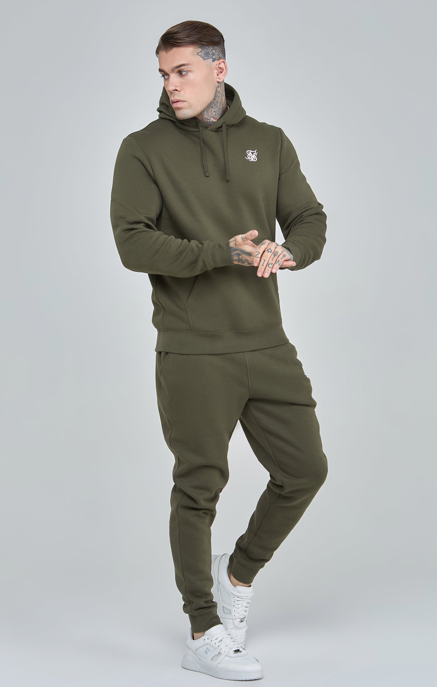 Sweat à capuche Essential Overhead en kaki SikSilk