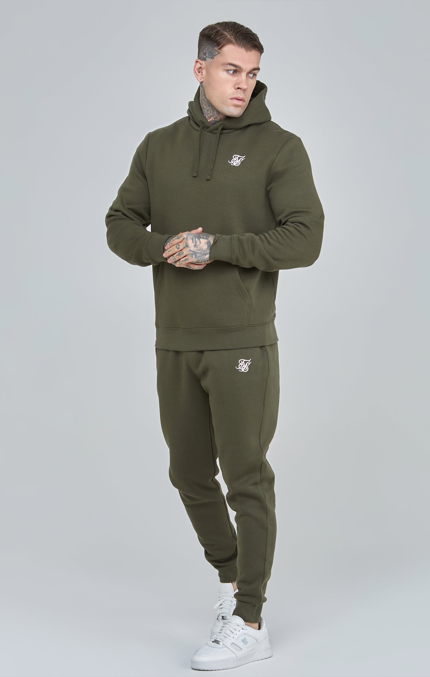 Sweat à capuche Essential Overhead en kaki SikSilk
