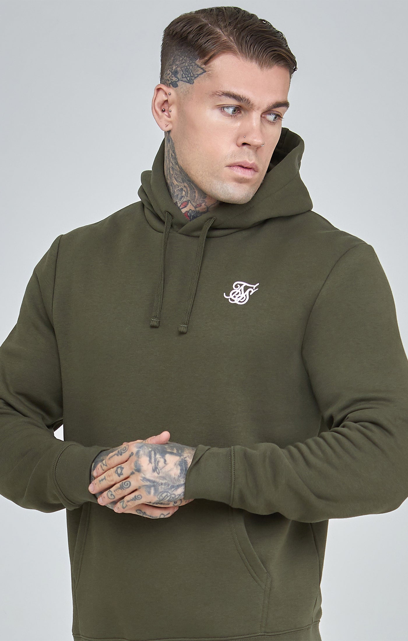 Sweat à capuche Essential Overhead en kaki SikSilk