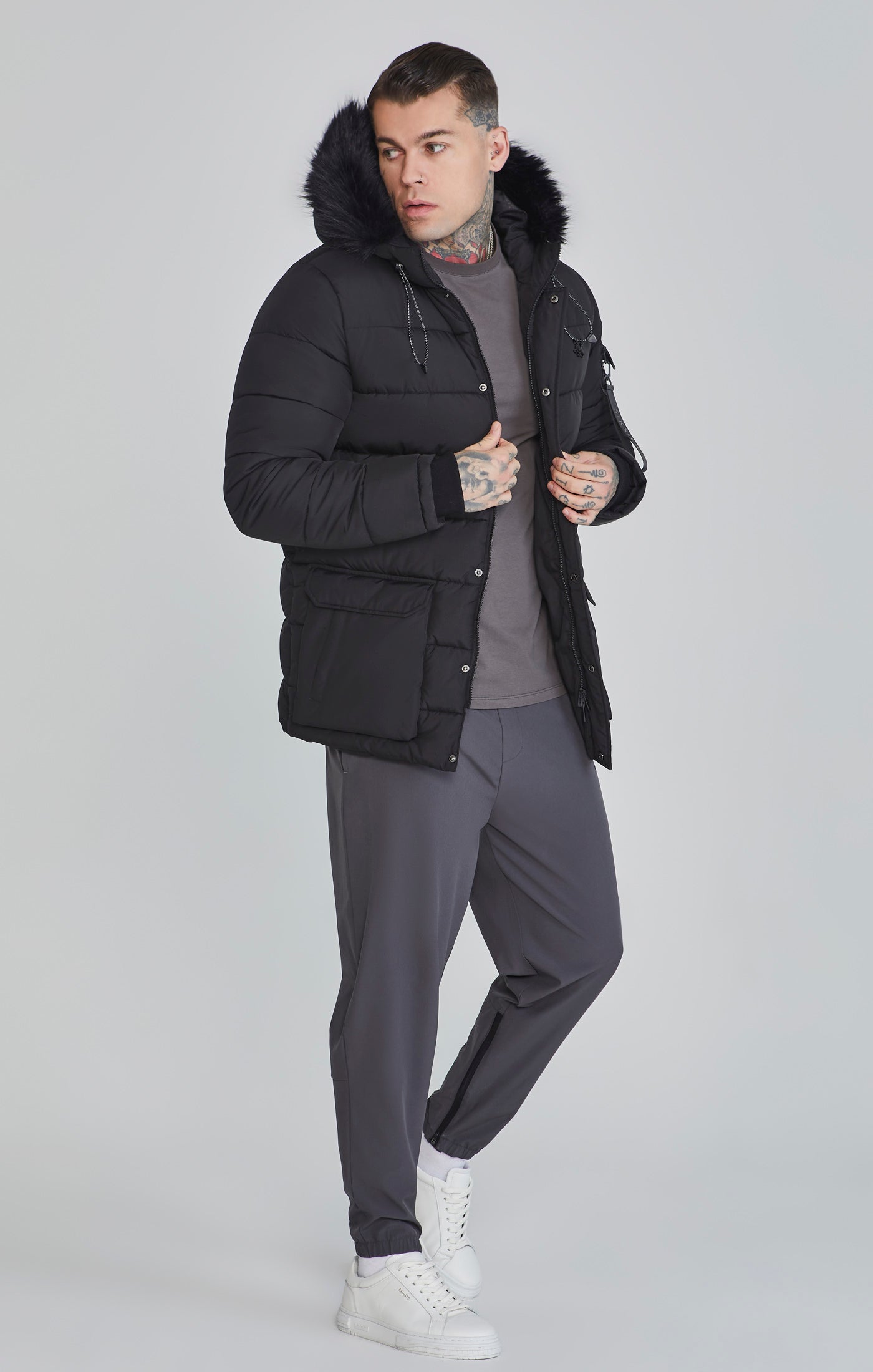 Parka in Black Vestes SikSilk