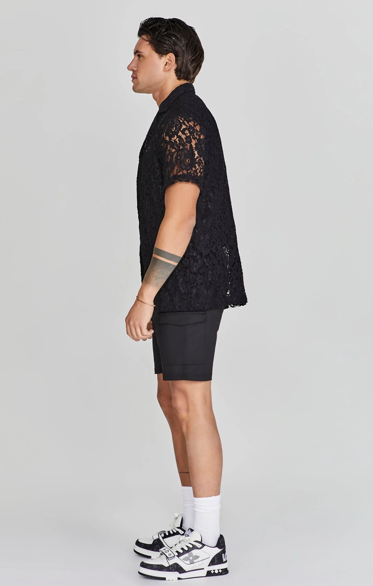Lace Resort Shirt in Black Chemises SikSilk