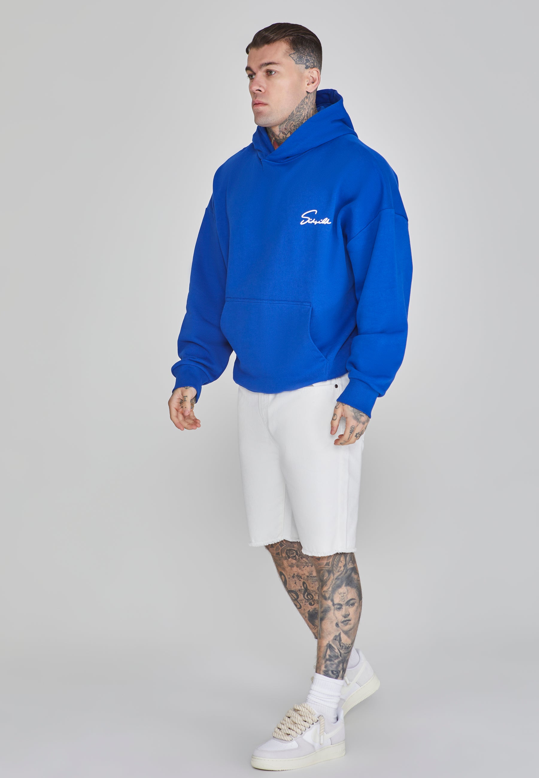 Script Hoodie in Blue Sweat à capuche SikSilk