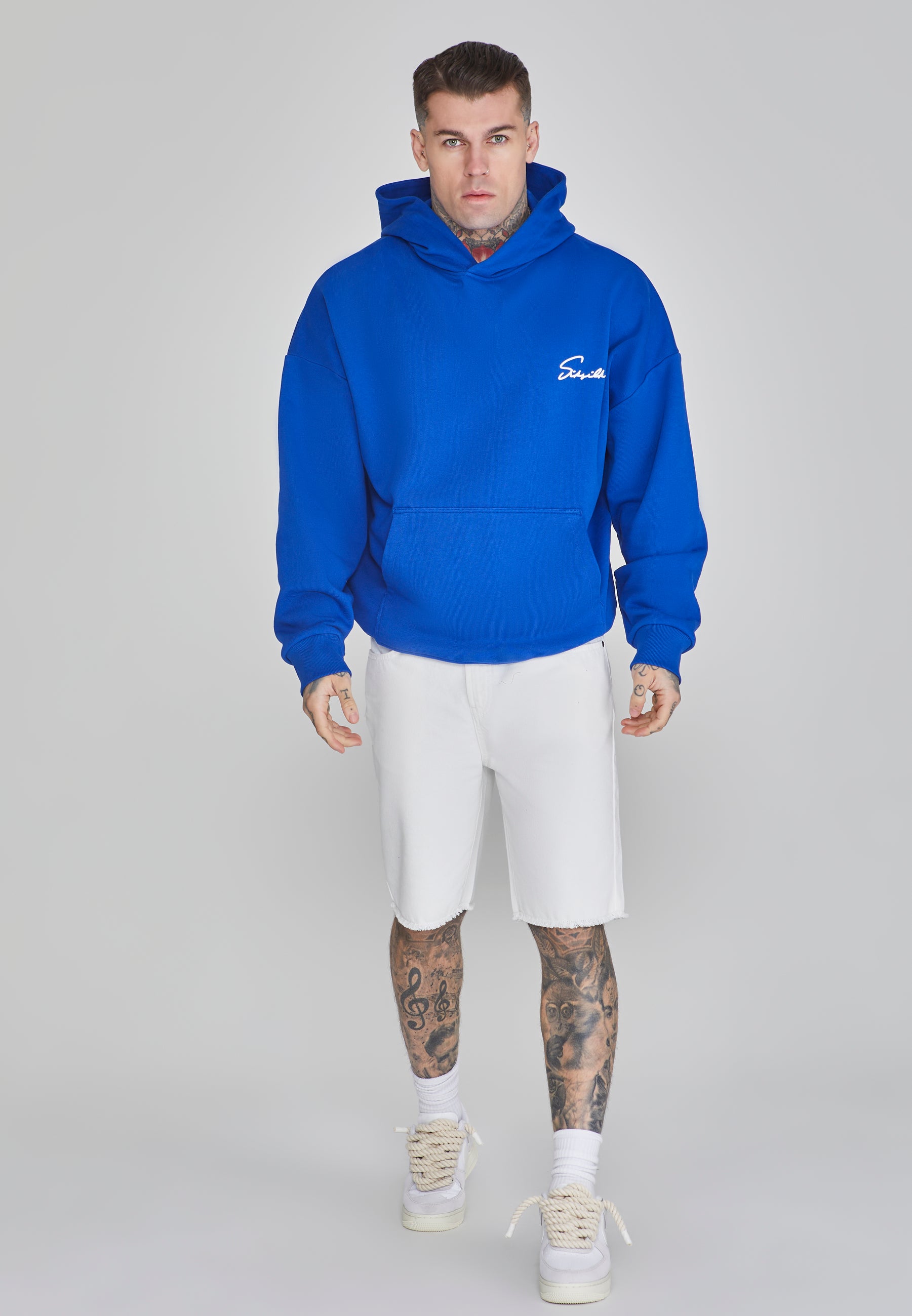 Script Hoodie in Blue Sweat à capuche SikSilk