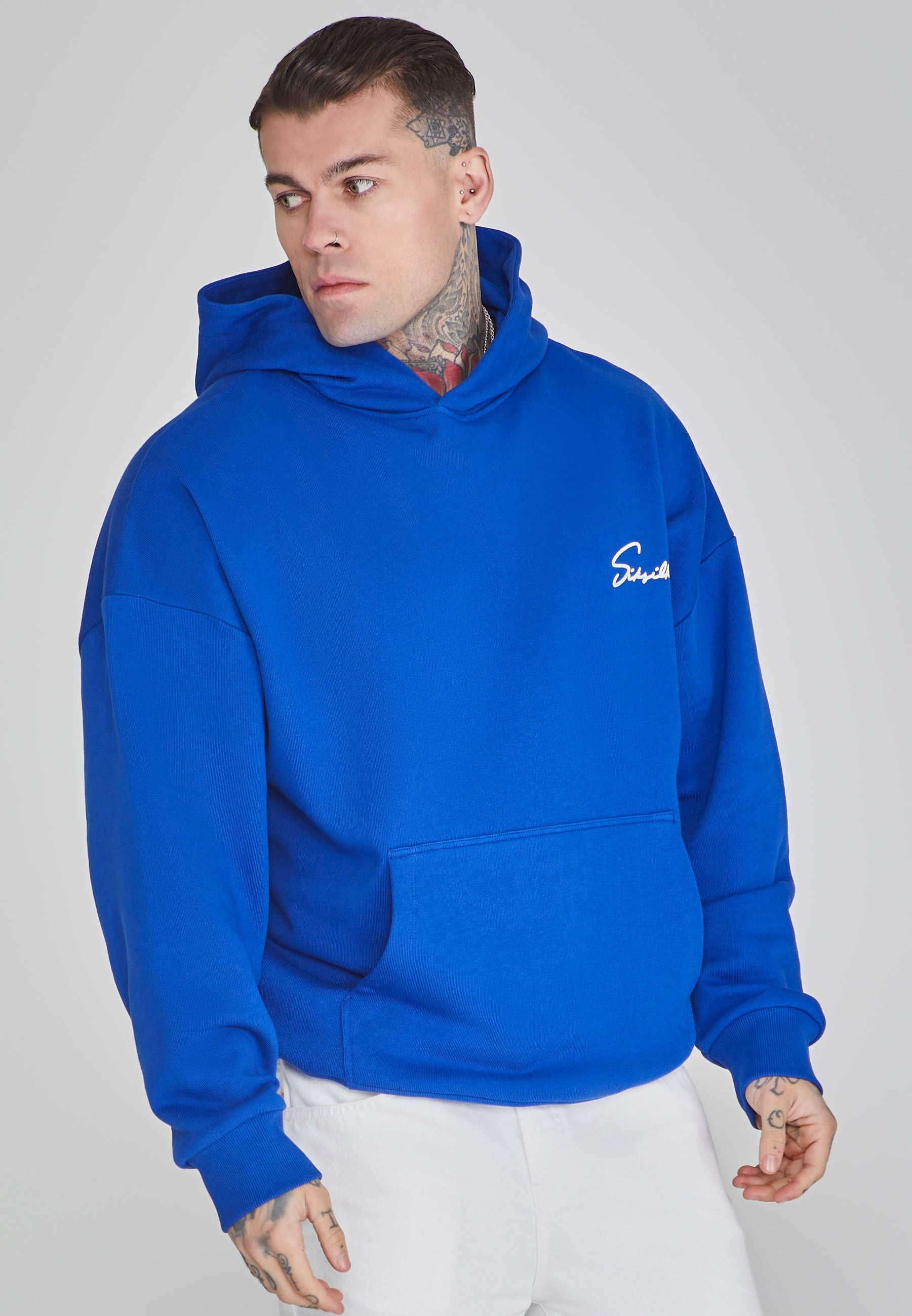 Script Hoodie in Blue Sweat à capuche SikSilk