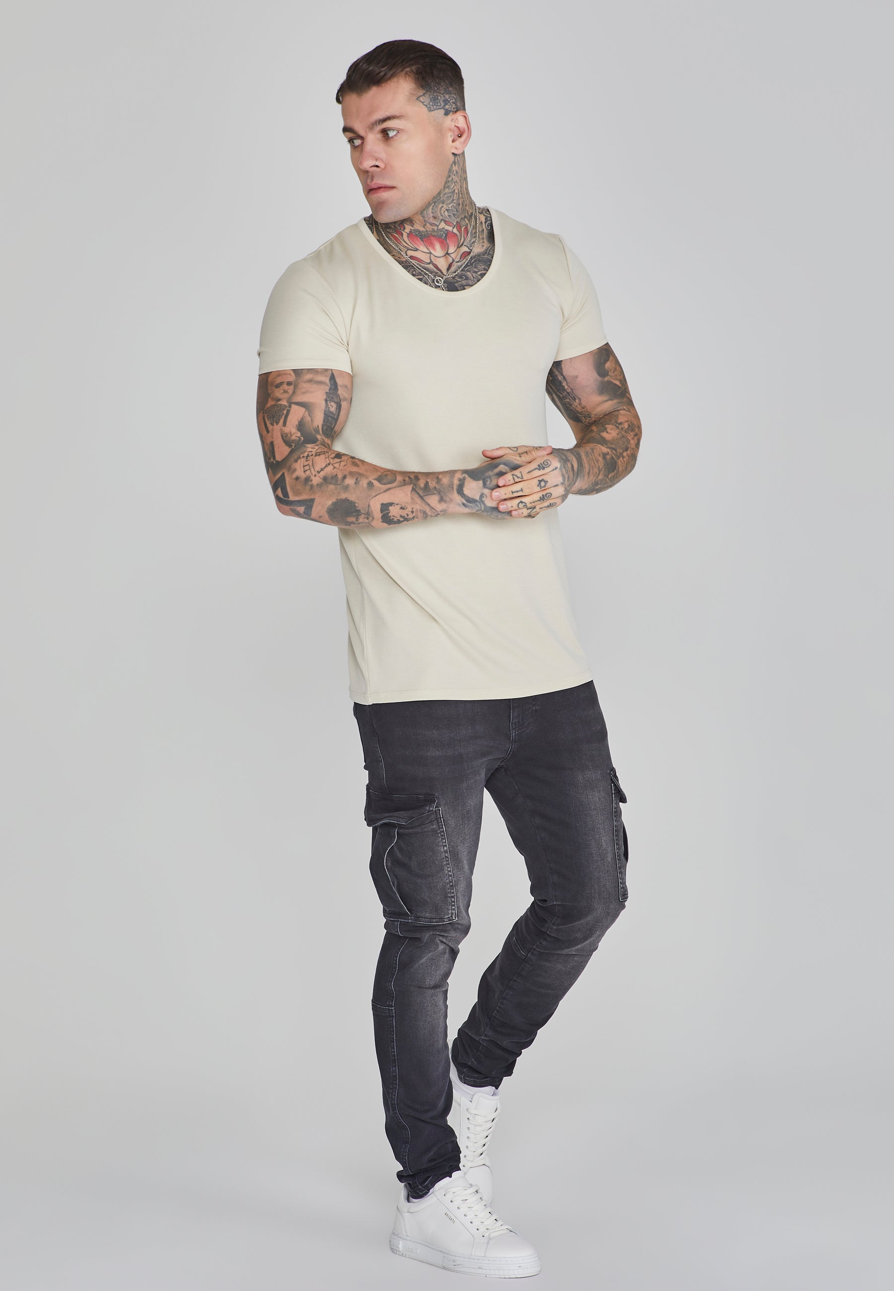 T-shirt Muscle Fit en écru T-shirts SikSilk