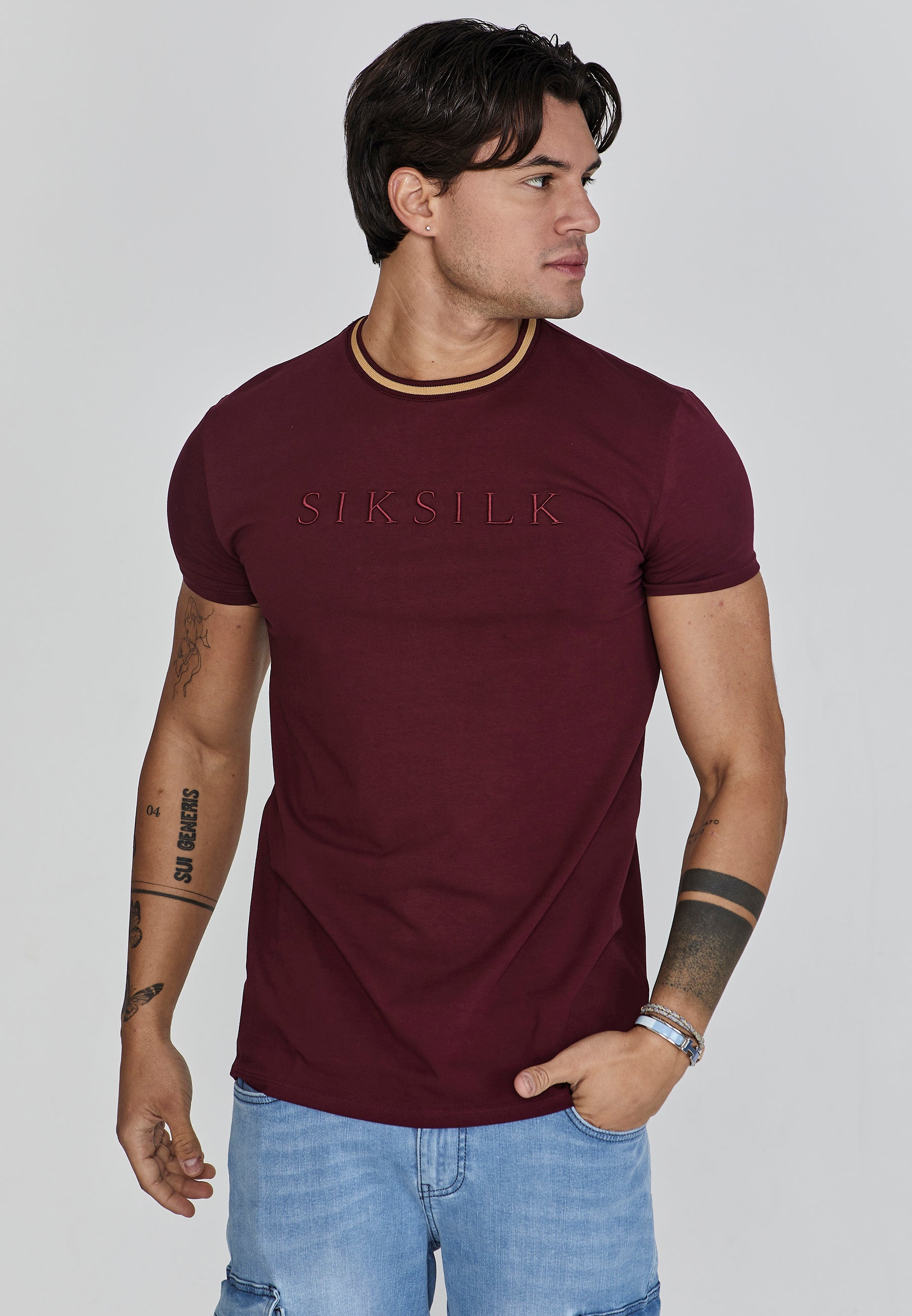 T-shirt Muscle Fit en Bourgogne T-shirts SikSilk