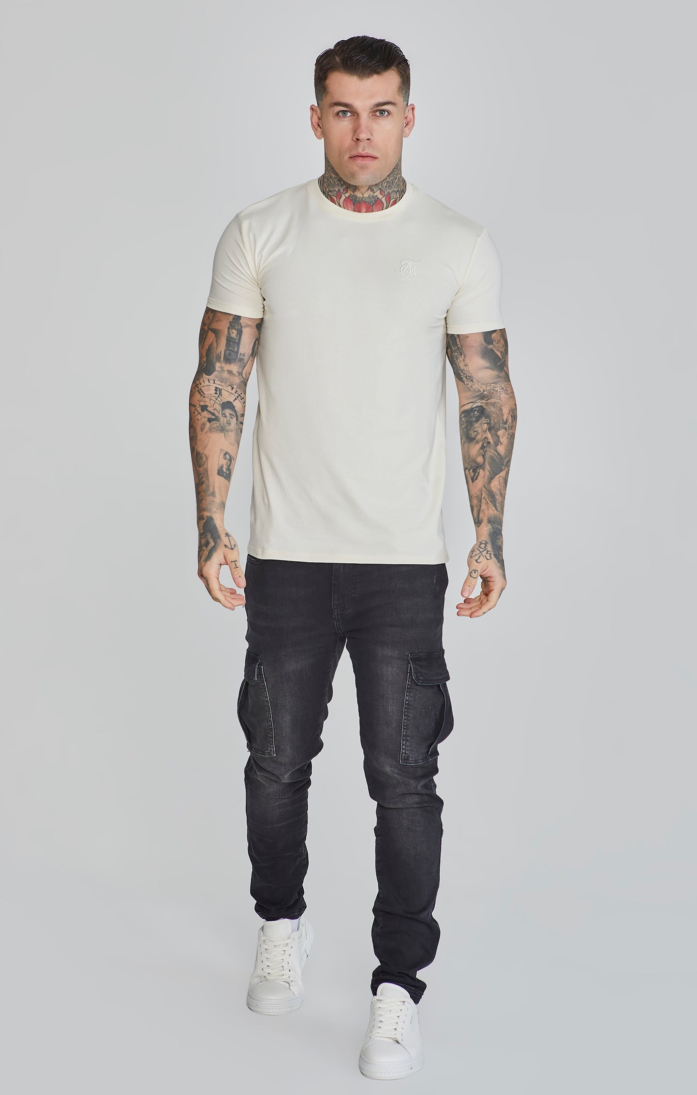 T-shirt Muscle Fit en écru T-shirts SikSilk