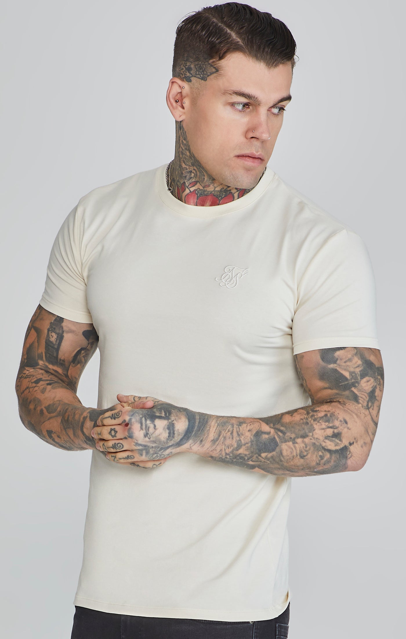 T-shirt Muscle Fit en écru T-shirts SikSilk