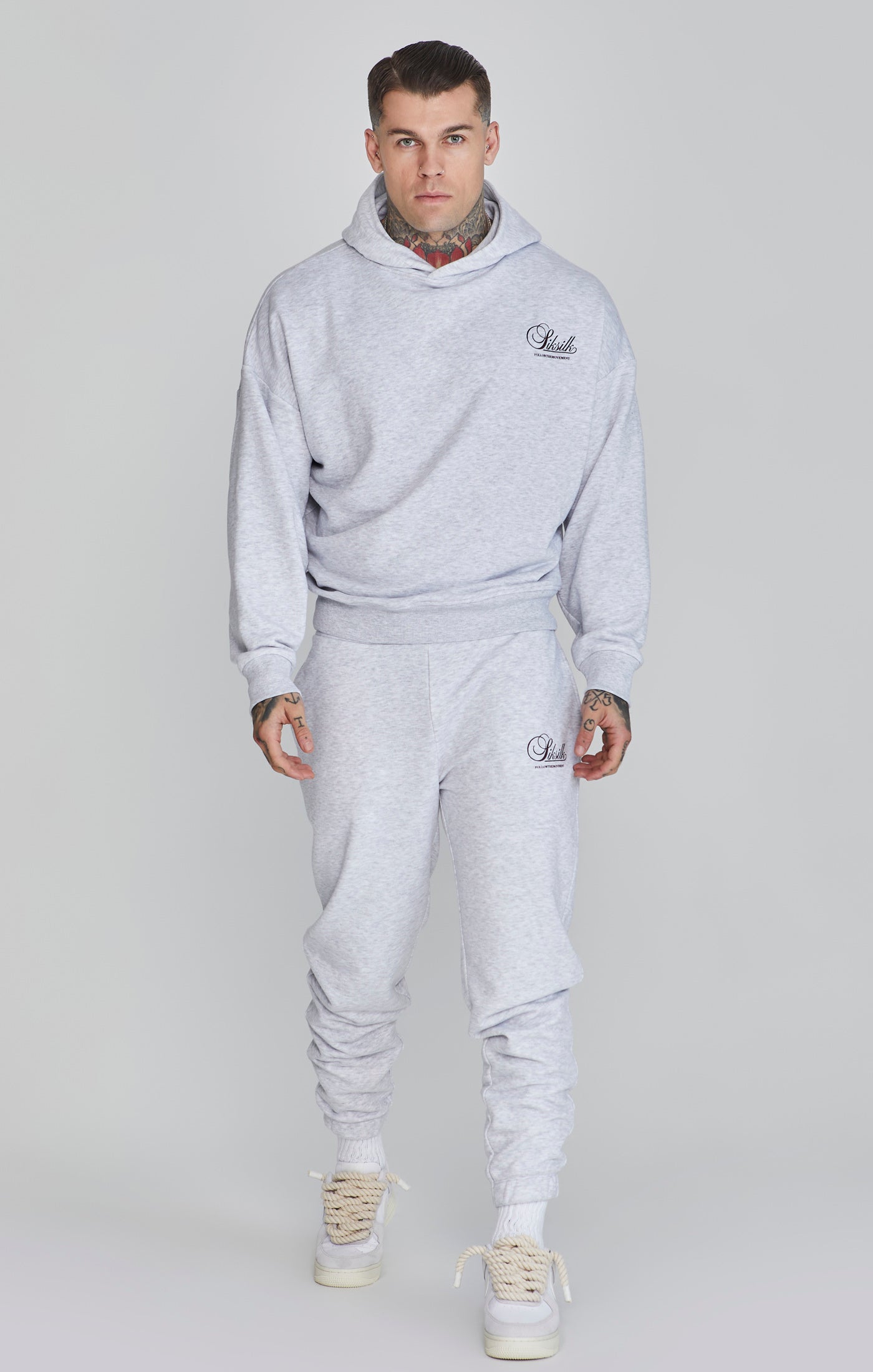 Sweat à capuche graphique en Snow Marl Sweat à capuche SikSilk