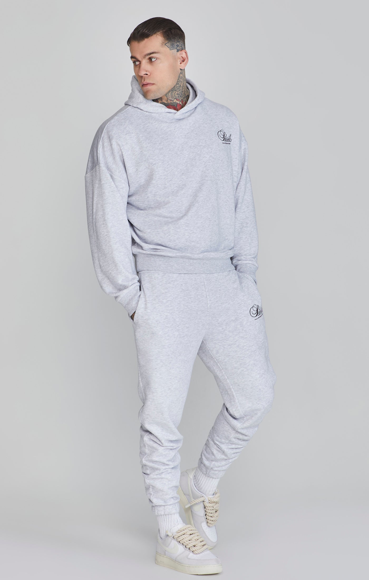 Sweat à capuche graphique en Snow Marl Sweat à capuche SikSilk