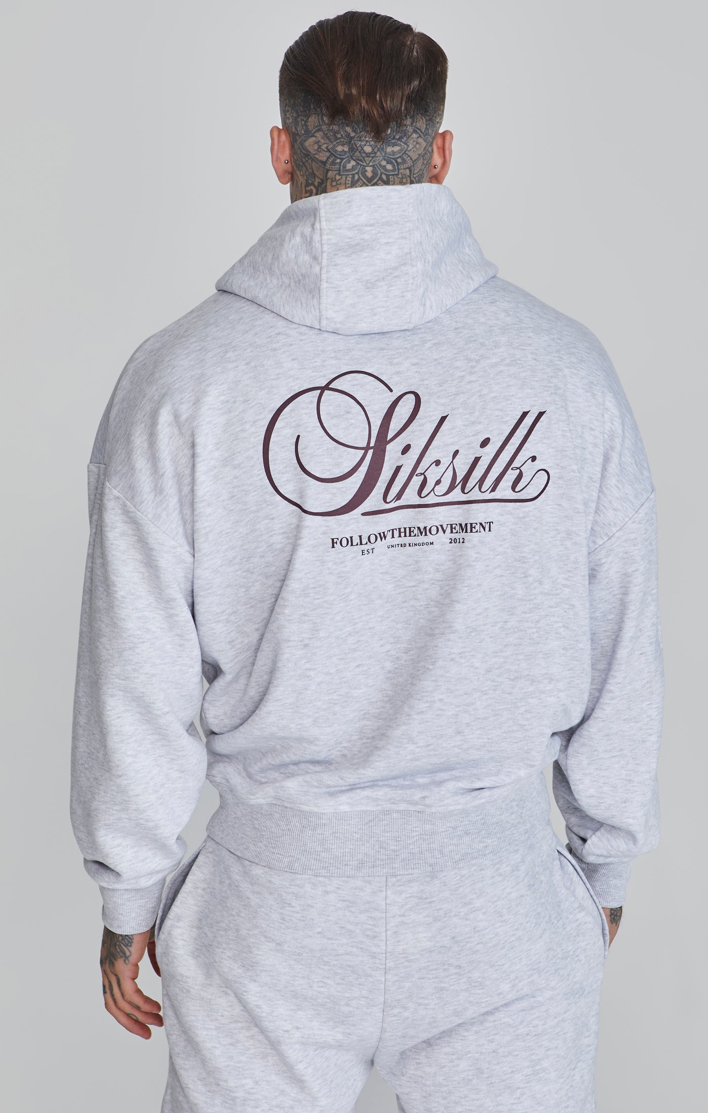 Sweat à capuche graphique en Snow Marl Sweat à capuche SikSilk