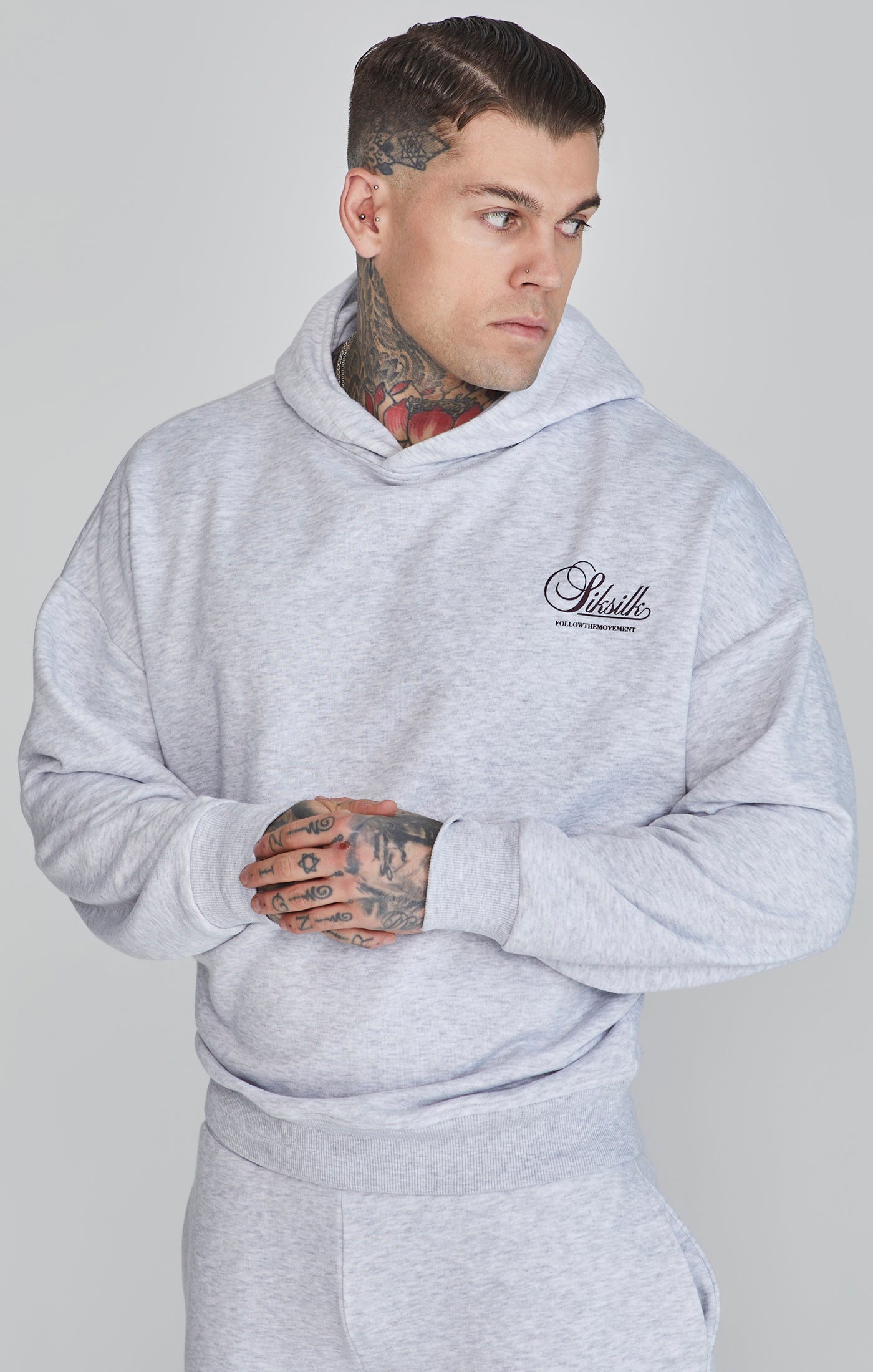 Sweat à capuche graphique en Snow Marl Sweat à capuche SikSilk
