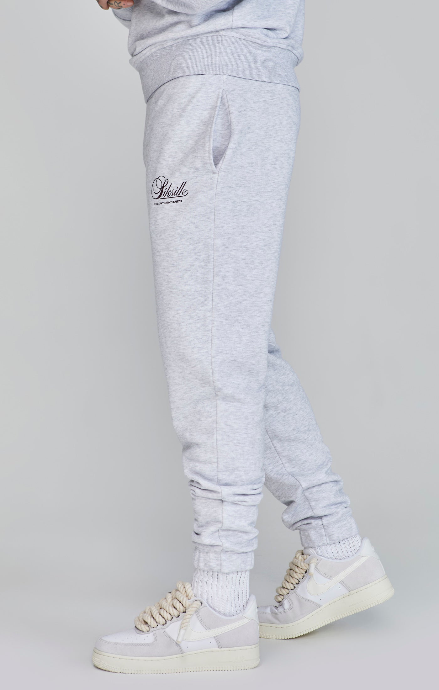 Logo Joggers in Snow Marl Pantalon SikSilk