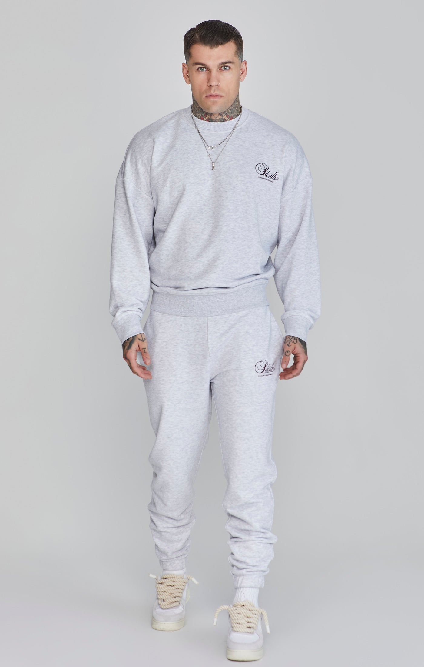 Logo Joggers in Snow Marl Pantalon SikSilk