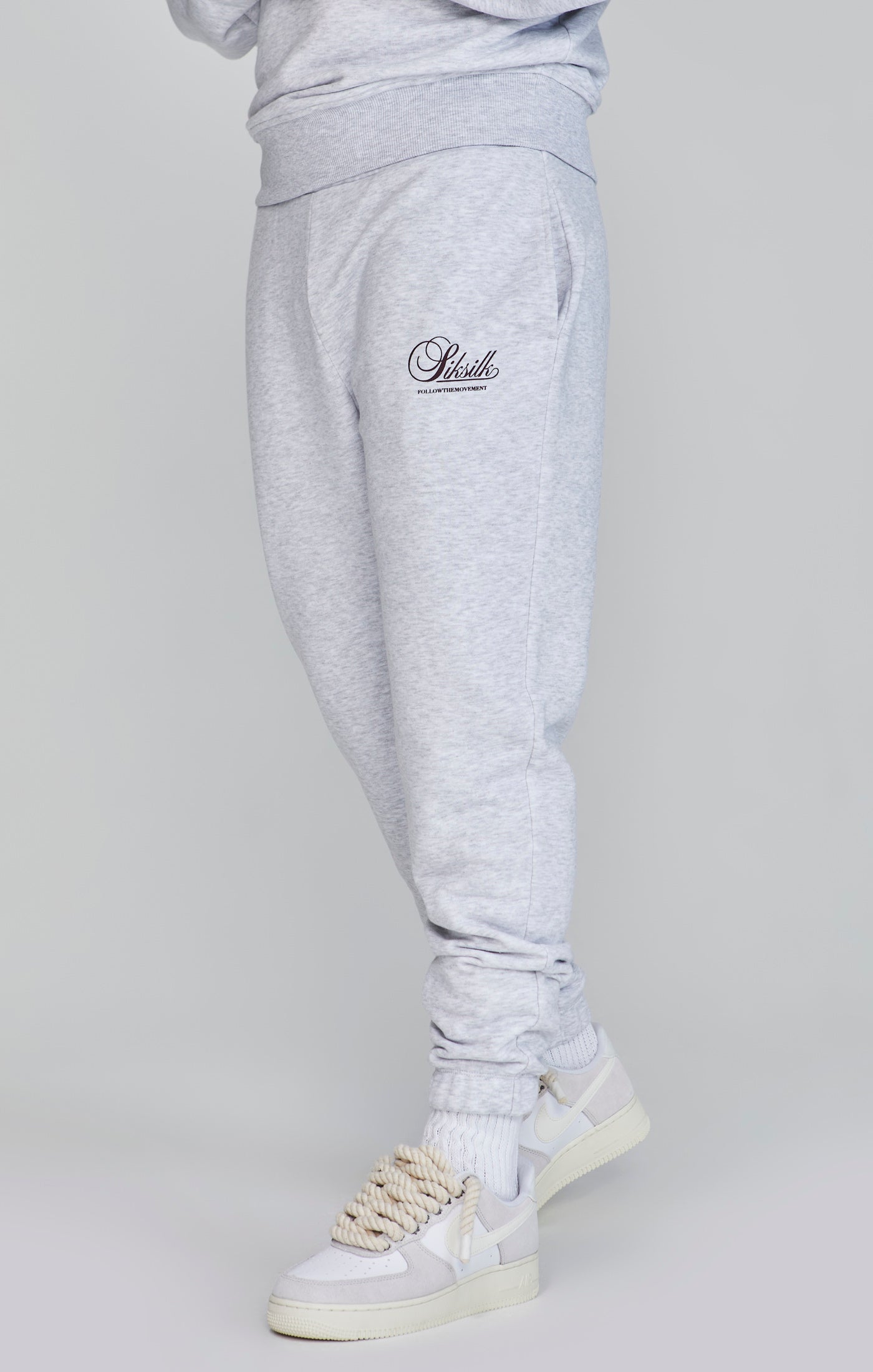 Logo Joggers in Snow Marl Pantalon SikSilk