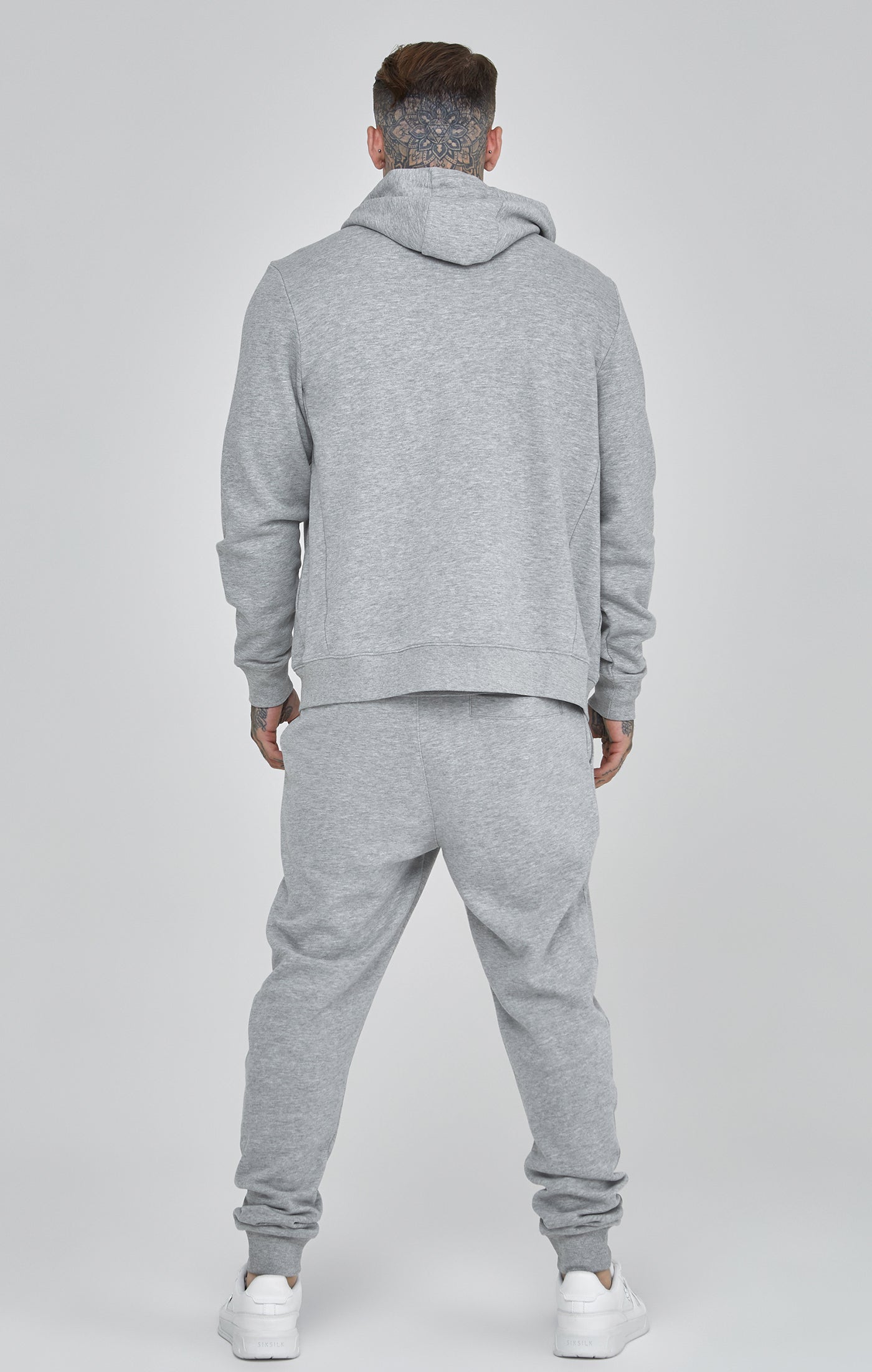 Essentials Full Zip Hoodie in Grey Marl Vestes à capuche SikSilk