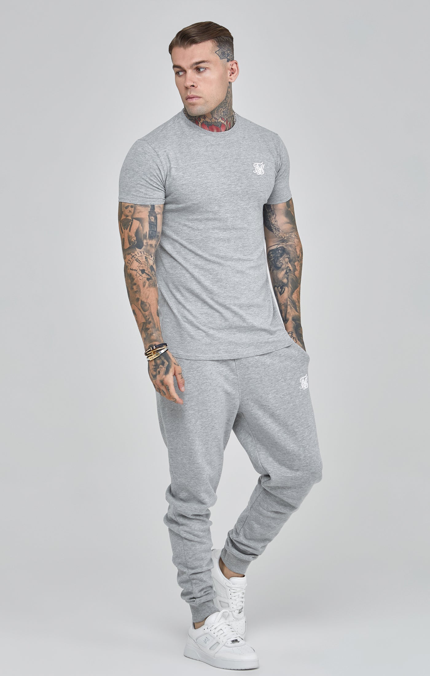 Essentials Joggers in Grey Marl Pantalon SikSilk