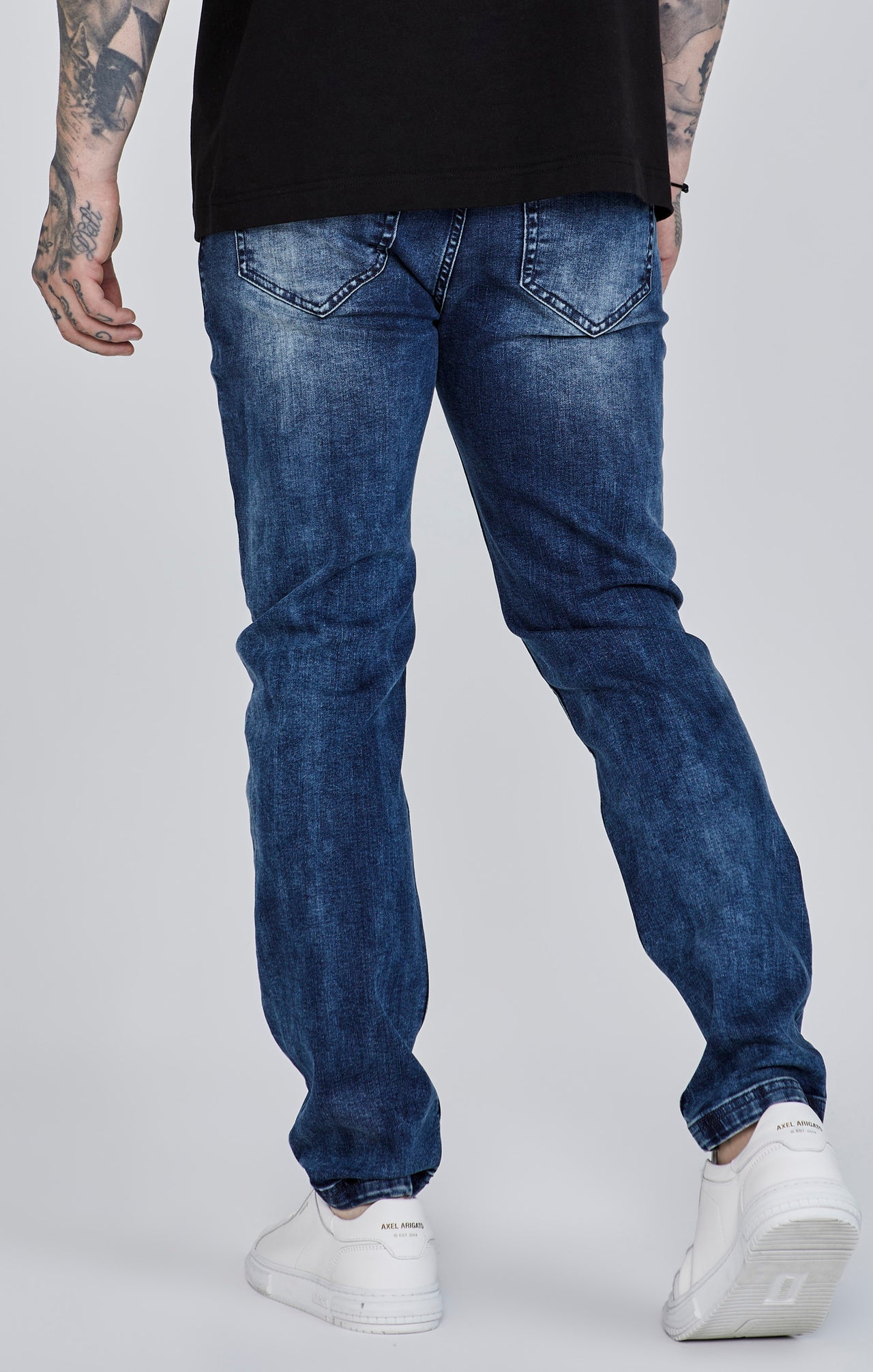 Distressed Slim Fit en bleu Jeans SikSilk