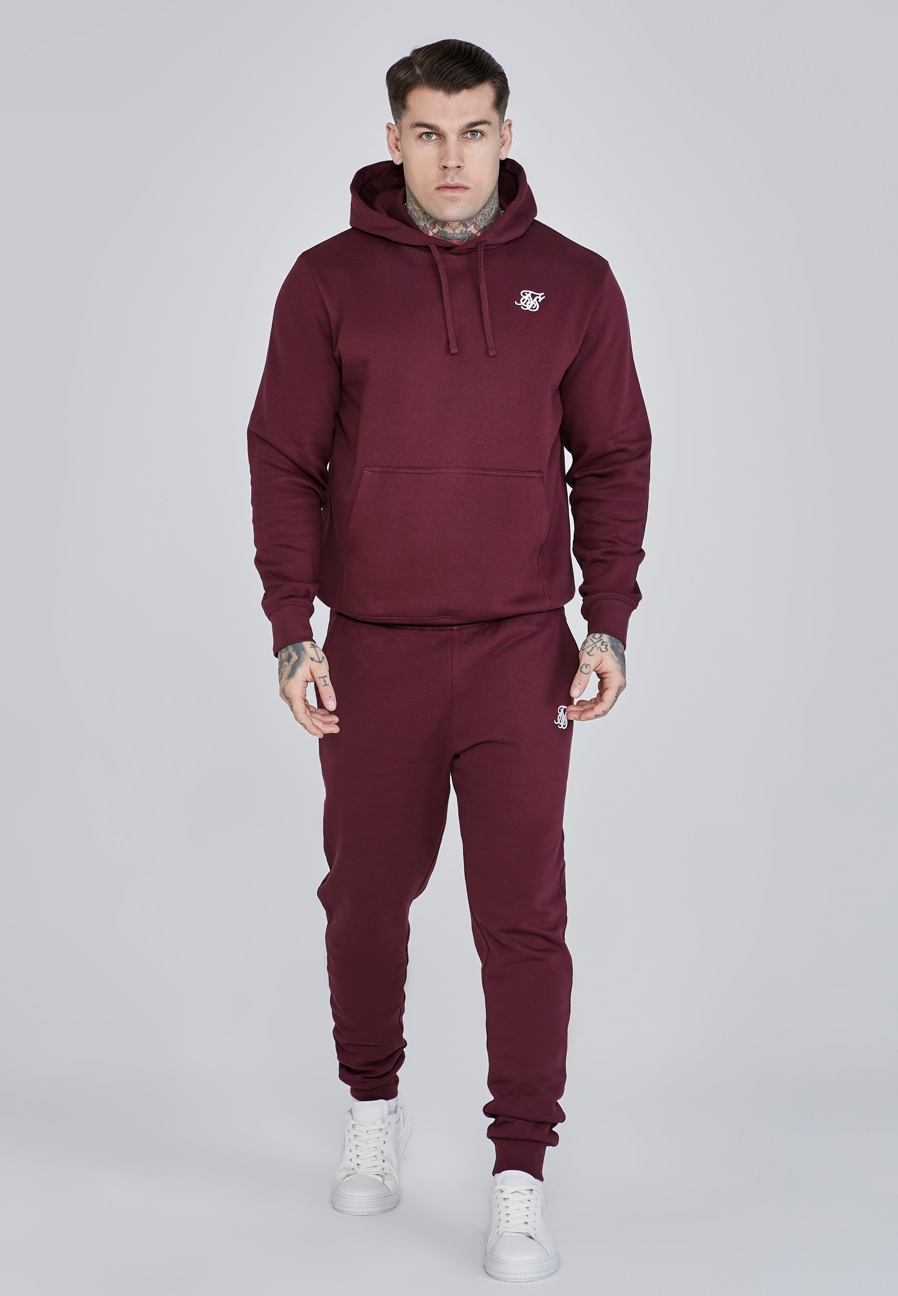 Essentials Hoodie en Bourgogne Sweat à capuche SikSilk
