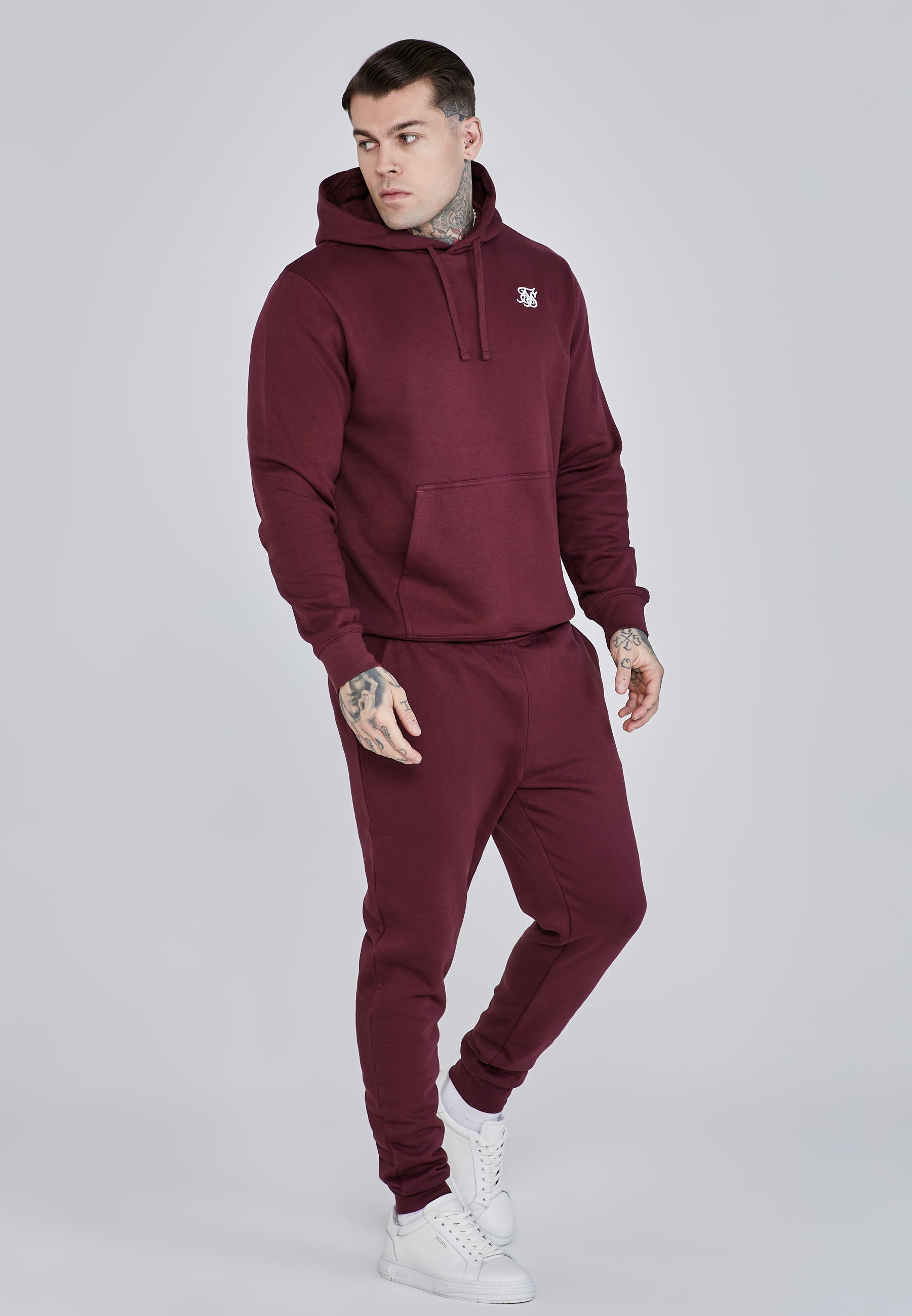 Essentials Hoodie en Bourgogne Sweat à capuche SikSilk