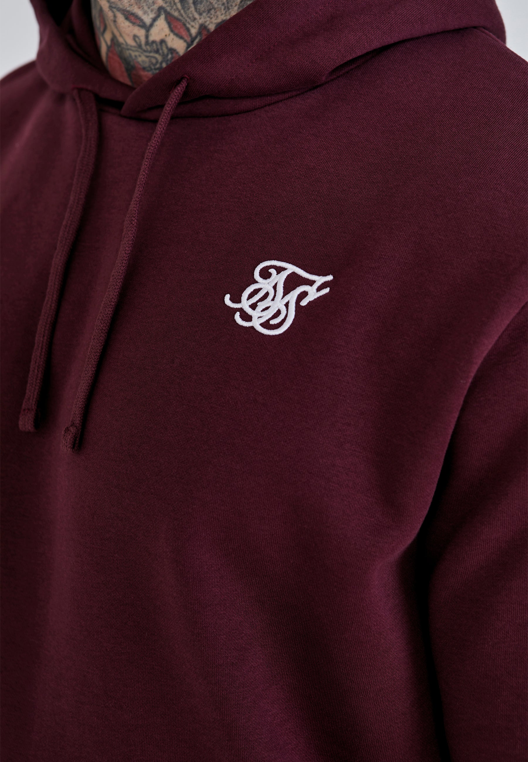 Essentials Hoodie en Bourgogne Sweat à capuche SikSilk