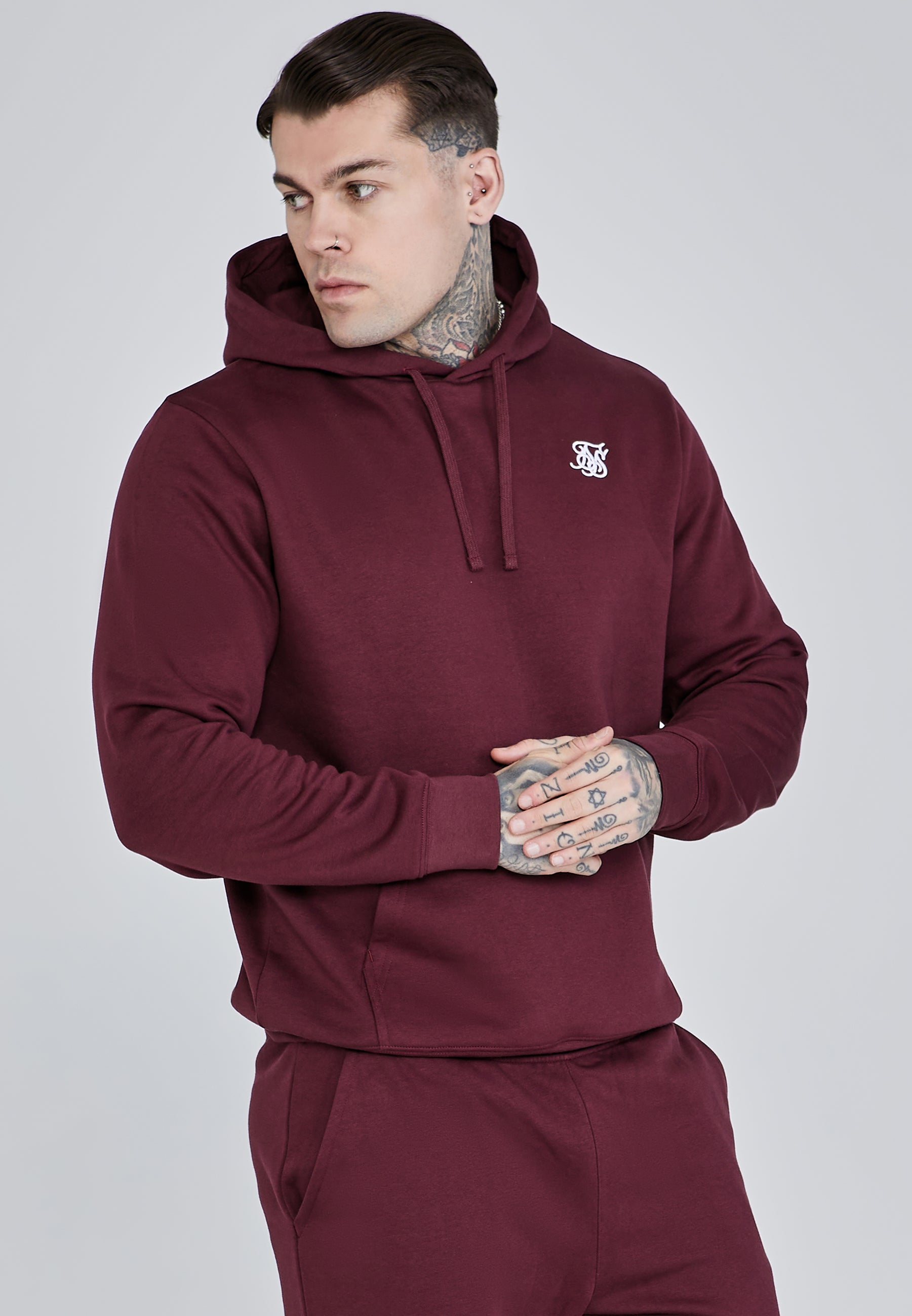 Essentials Hoodie en Bourgogne Sweat à capuche SikSilk