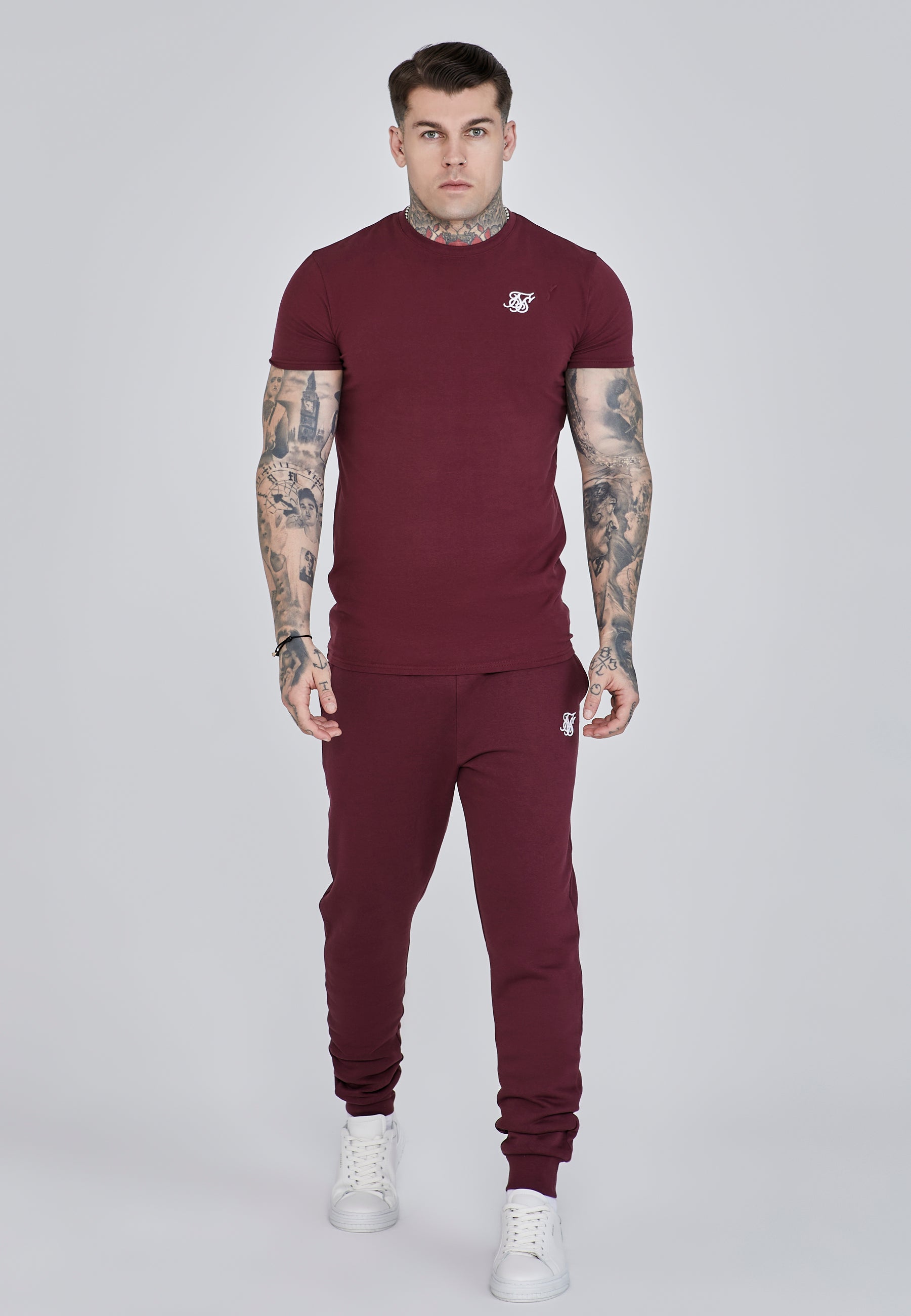 Essentials Joggers en Bourgogne Pantalon SikSilk