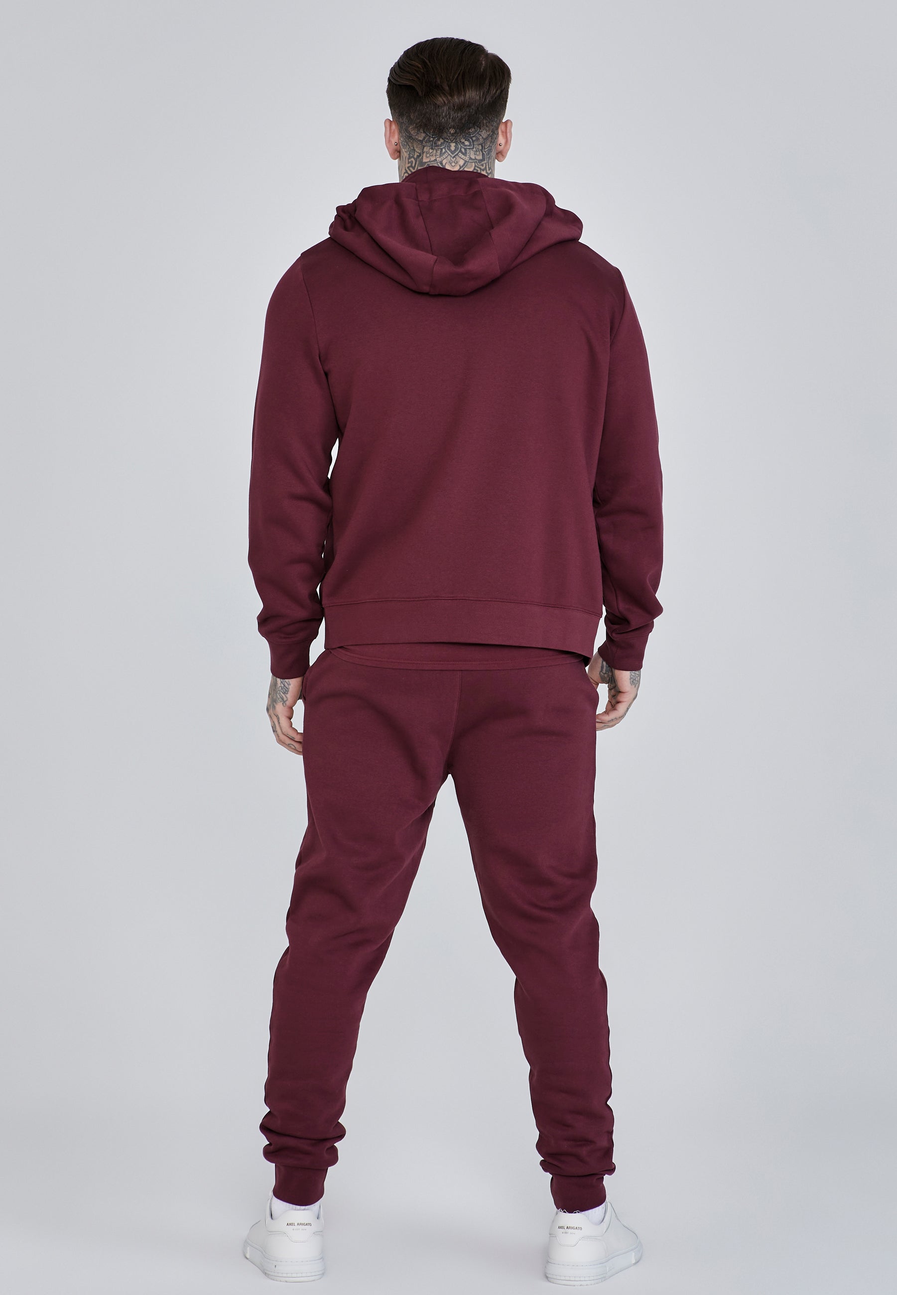 Essentials Full Zip Hoodie in Bourgogne Sweat-shirts SikSilk