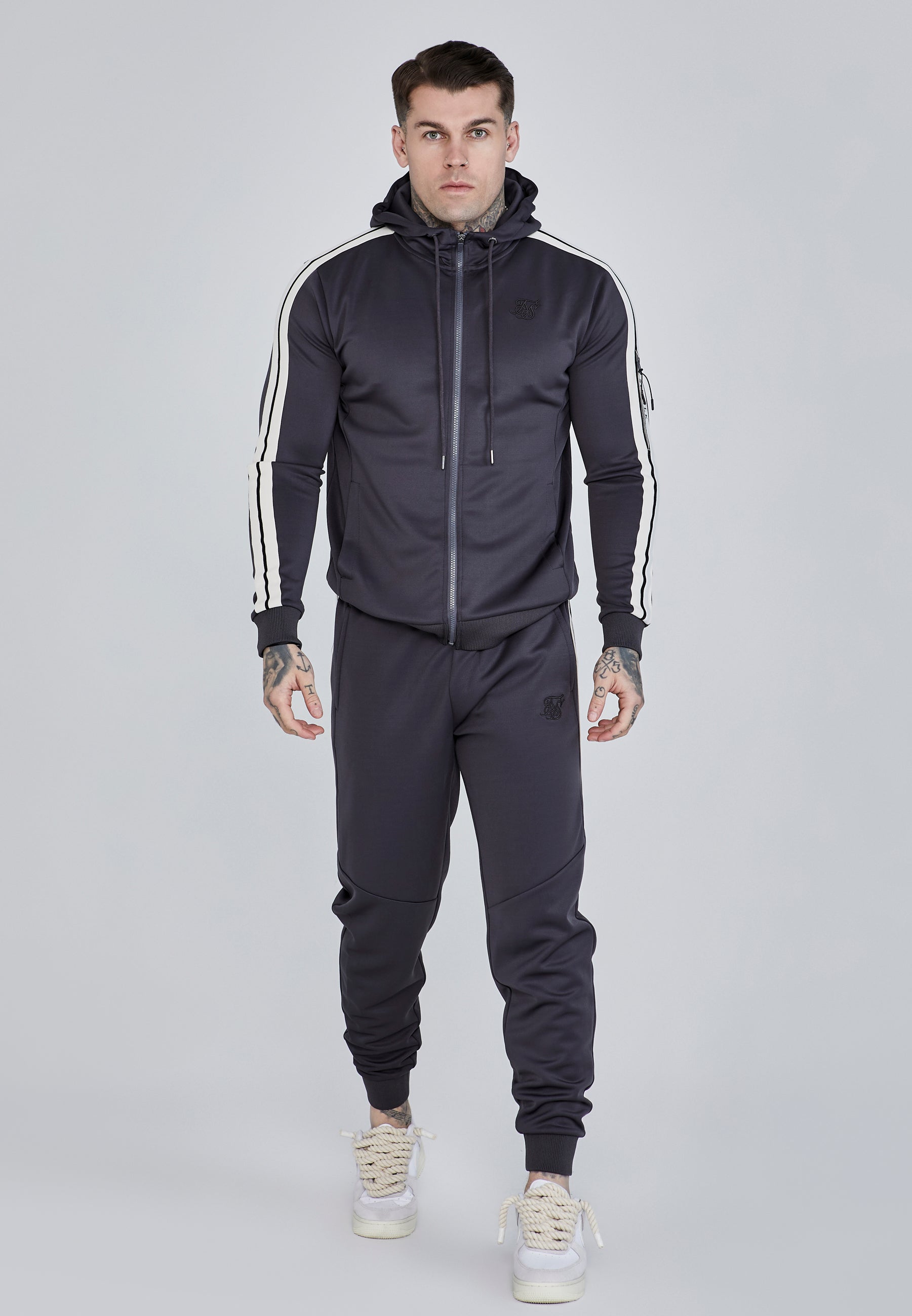 Full Zip Hoodie in Grey Vestes à capuche SikSilk