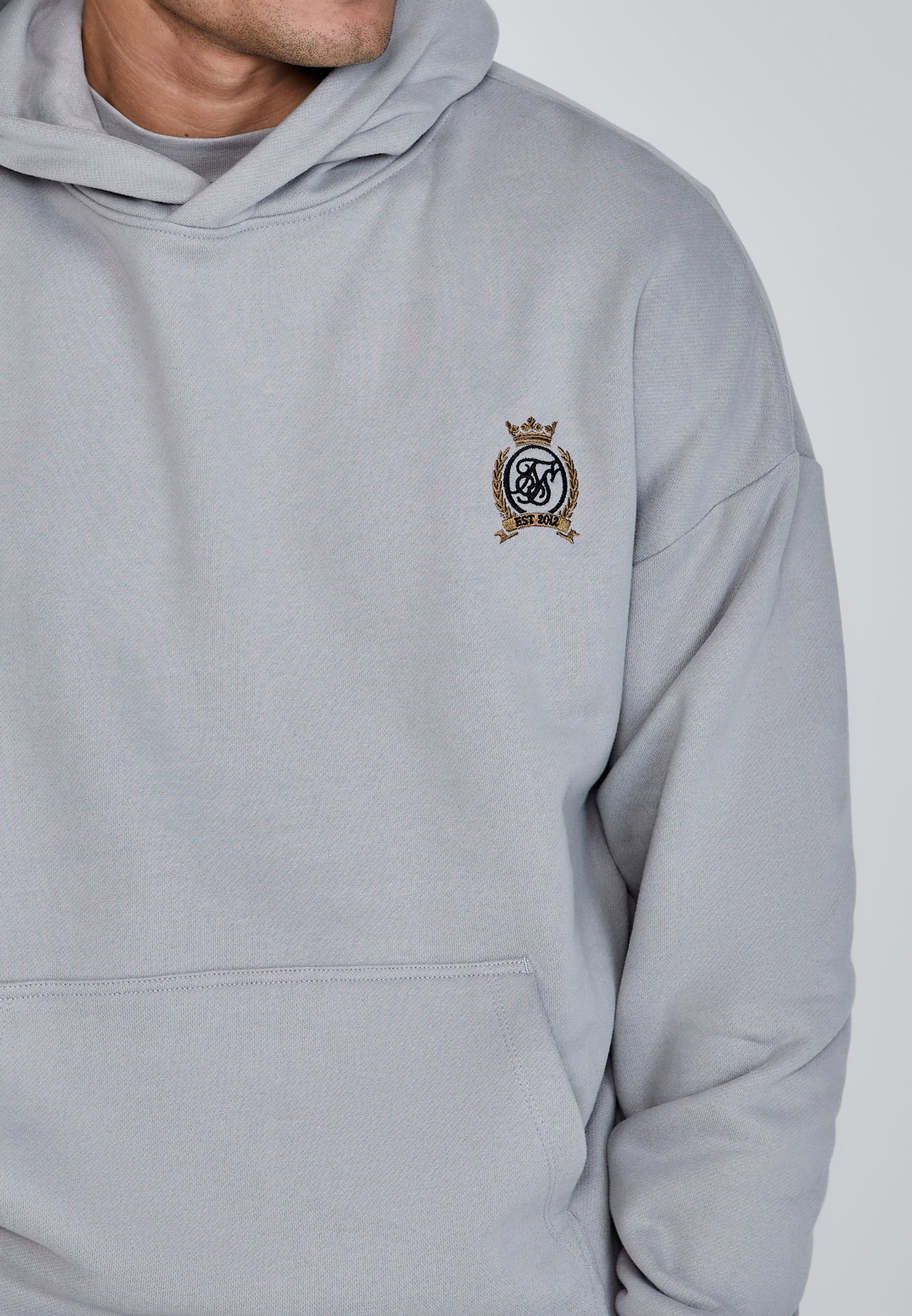 Pullover Hoodie in Grey Sweat à capuche SikSilk