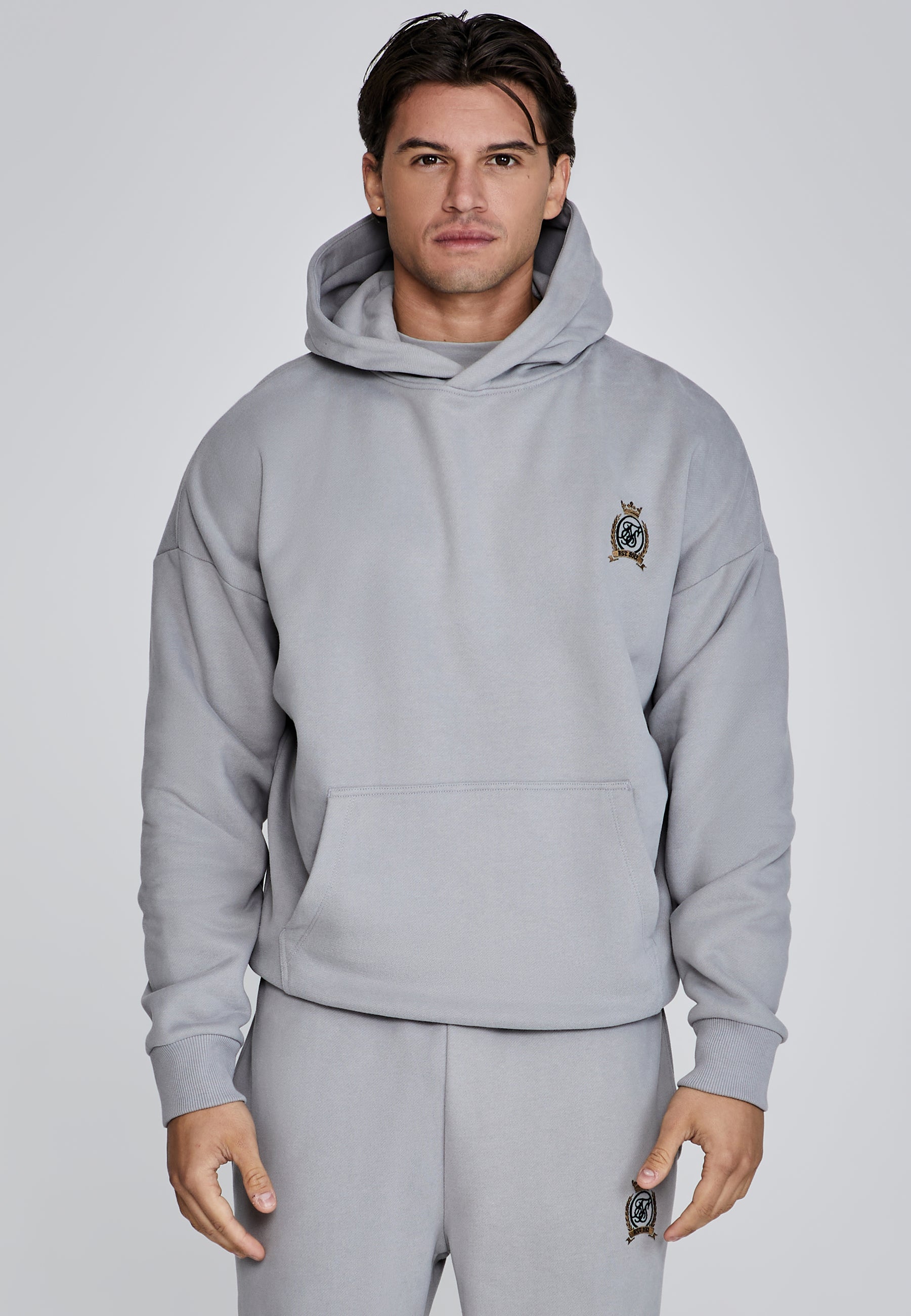 Pullover Hoodie in Grey Sweat à capuche SikSilk