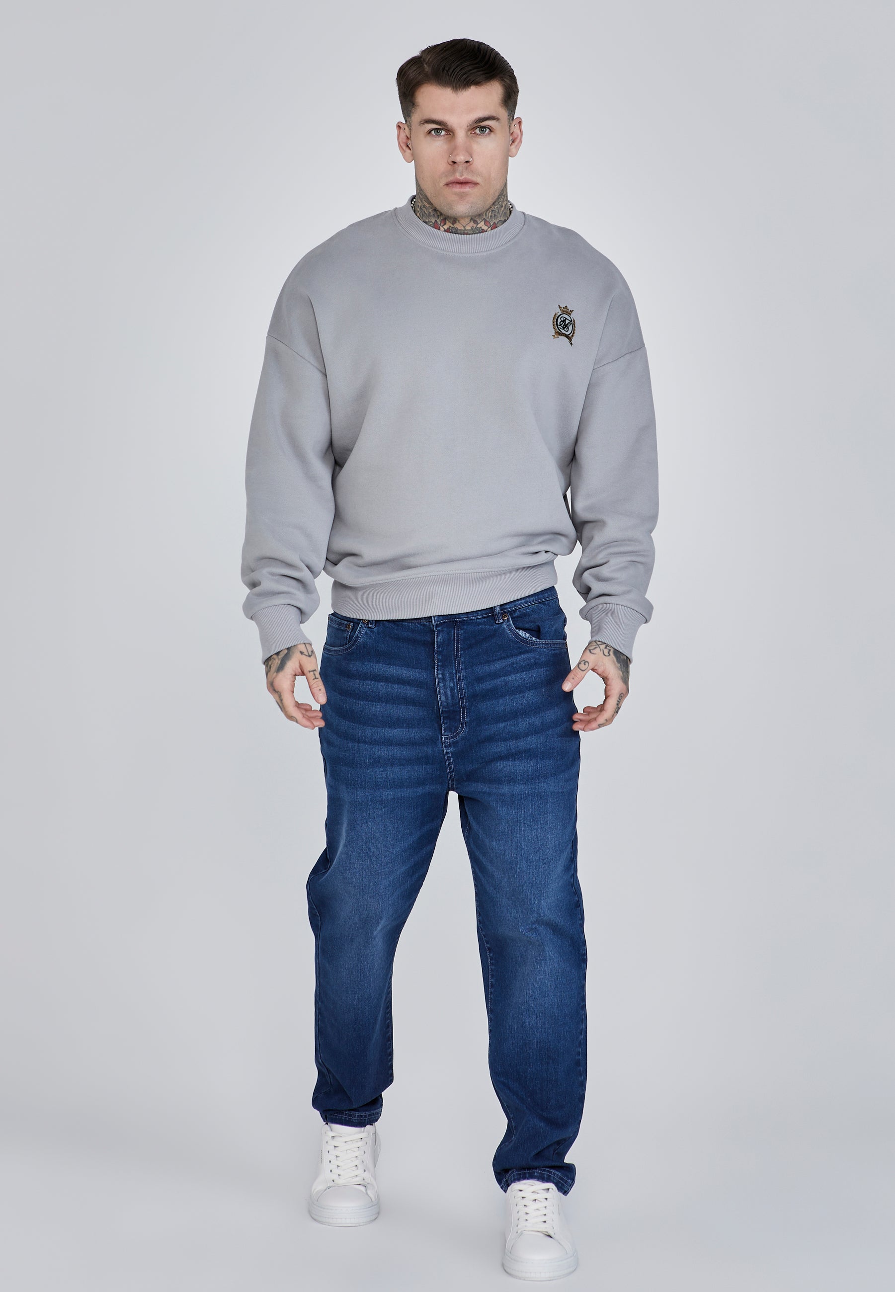 Sweat surdimensionné en gris Sweatshirts SikSilk