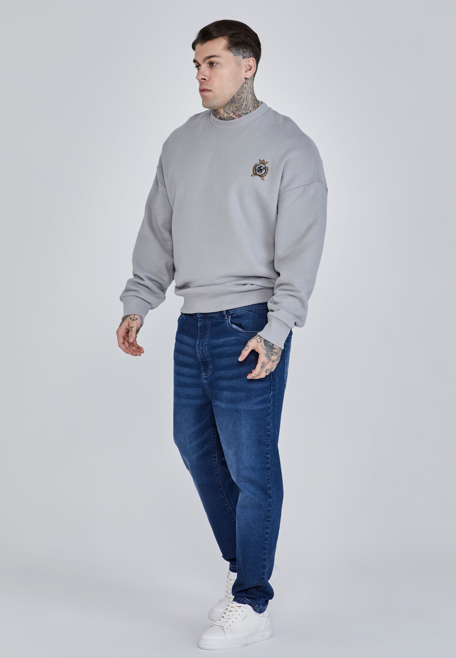 Sweat surdimensionné en gris Sweatshirts SikSilk