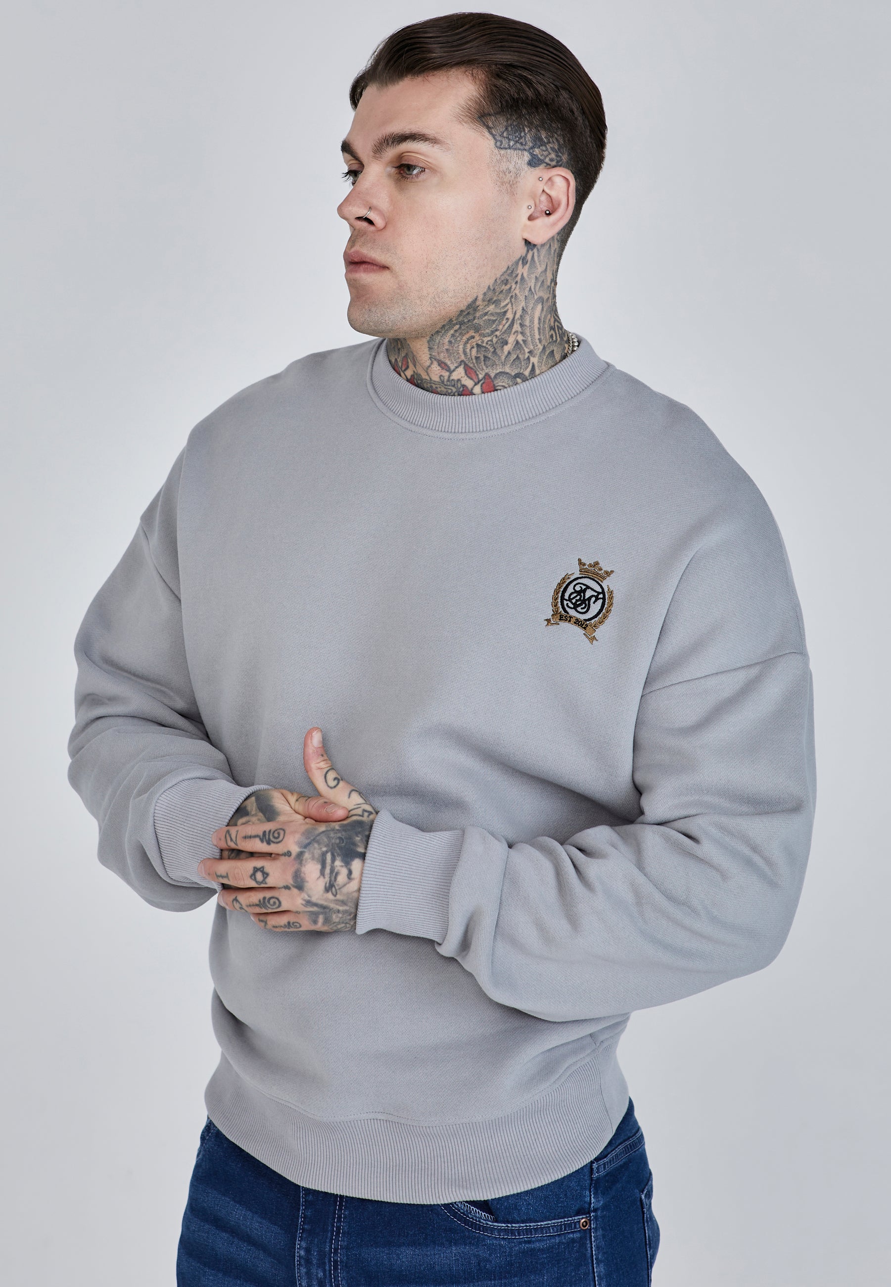 Sweat surdimensionné en gris Sweatshirts SikSilk