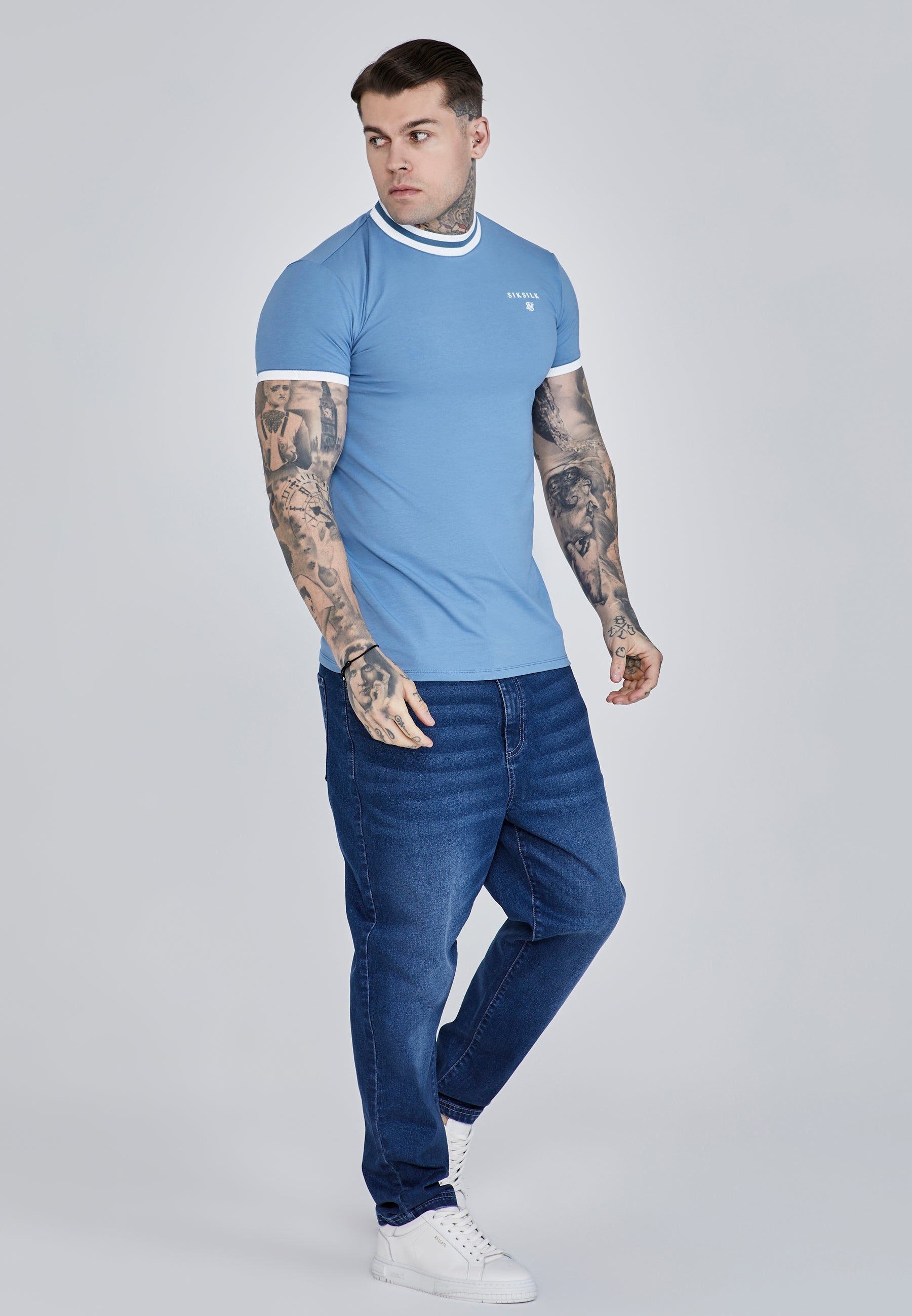 T-shirt Ringer en Blue T-shirts SikSilk