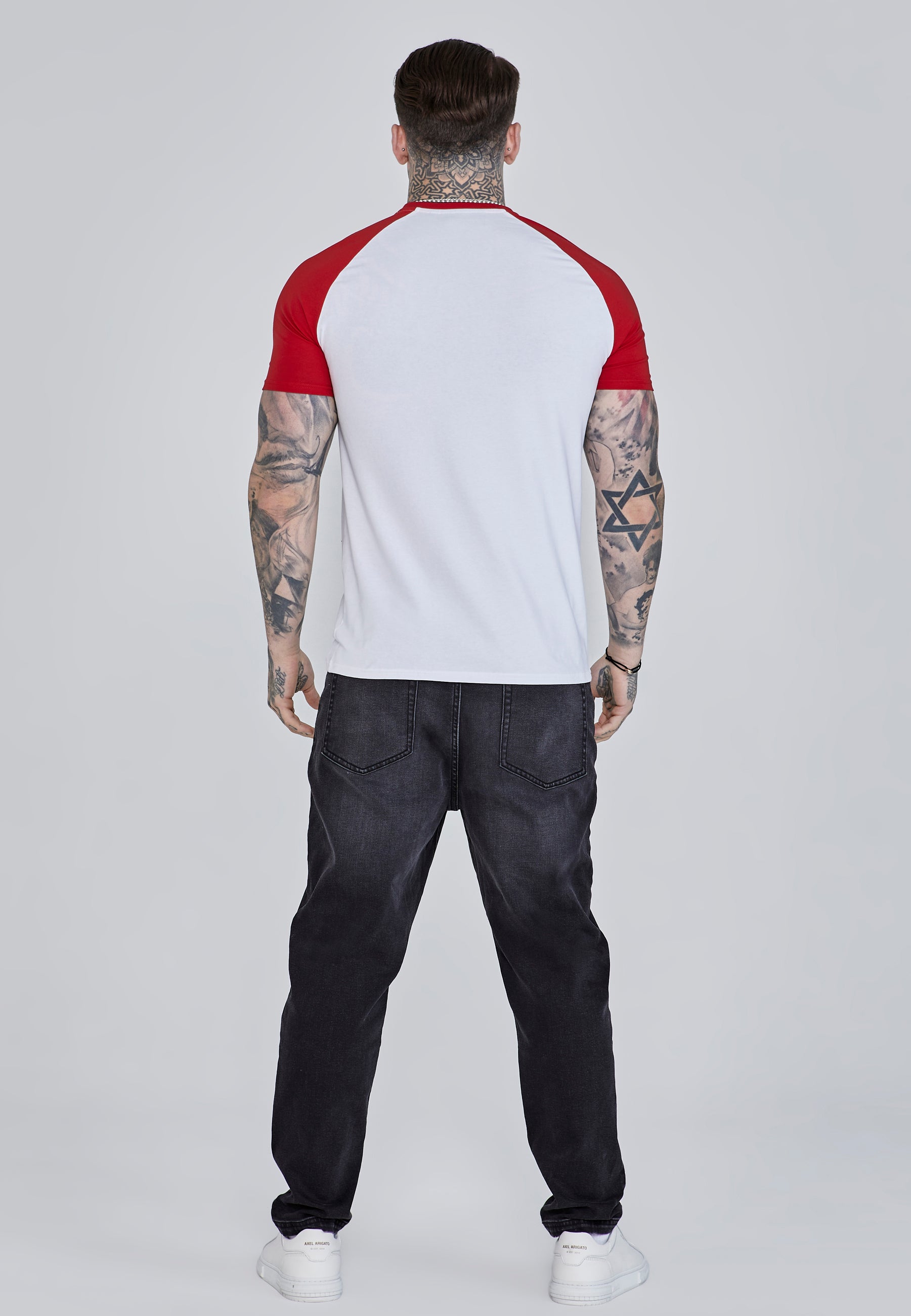 T-shirt raglan en blanc, rouge T-shirts SikSilk