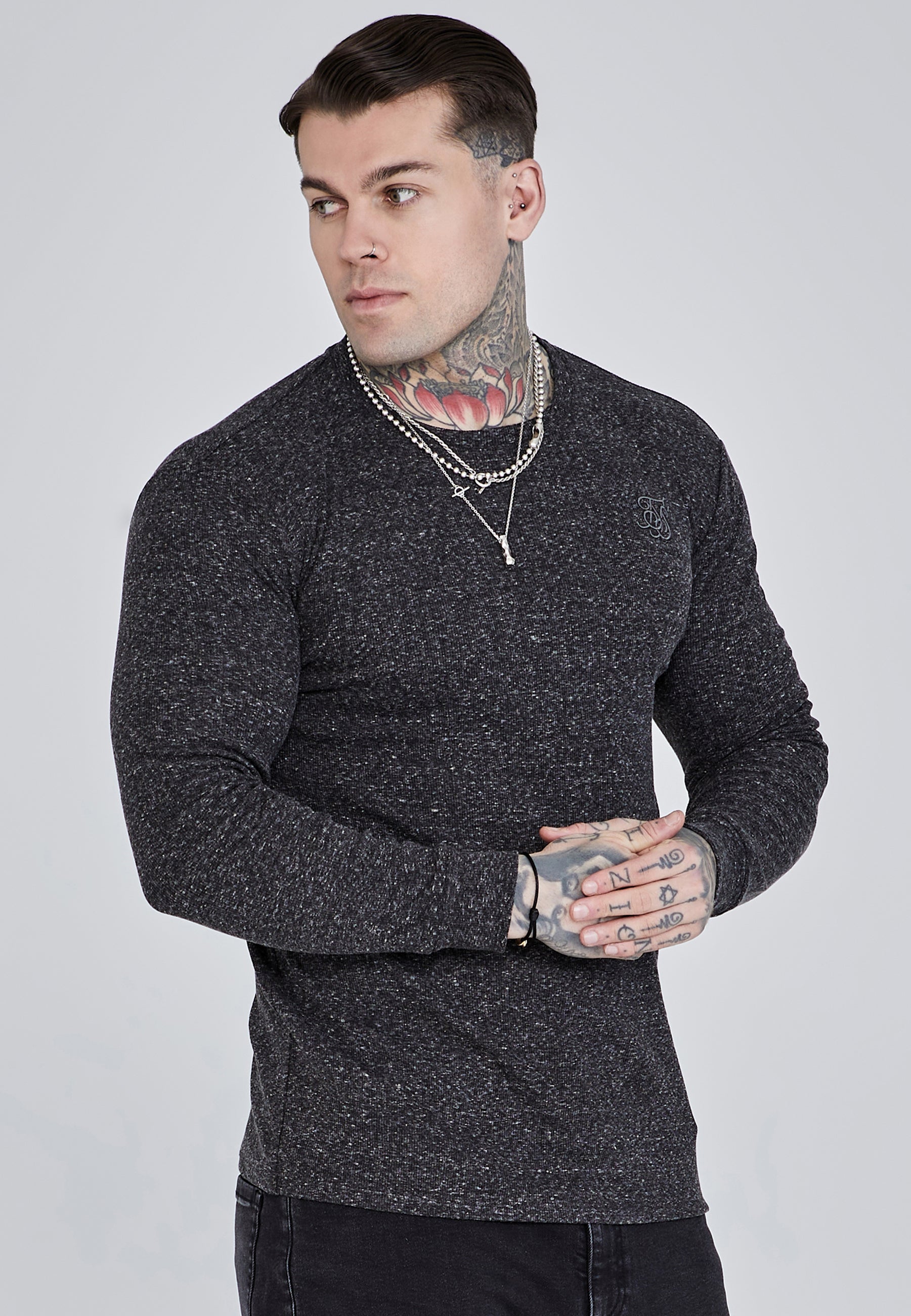 T-shirt à manches longues in Black T-shirts SikSilk